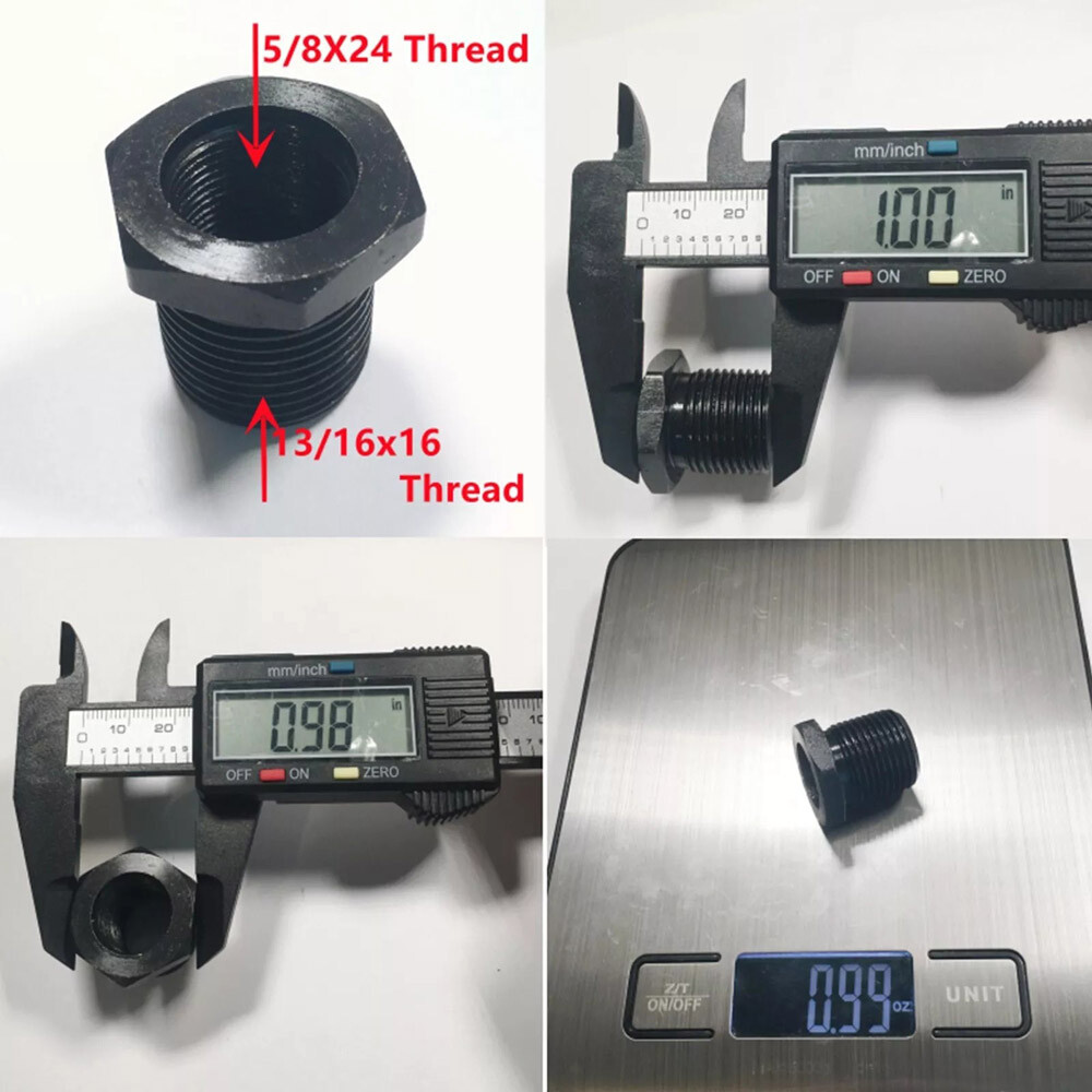 3 Pack Steel Thread Adapter Convert 5/8×24 to 3/4×16.13/16X16.3/4 NPT US