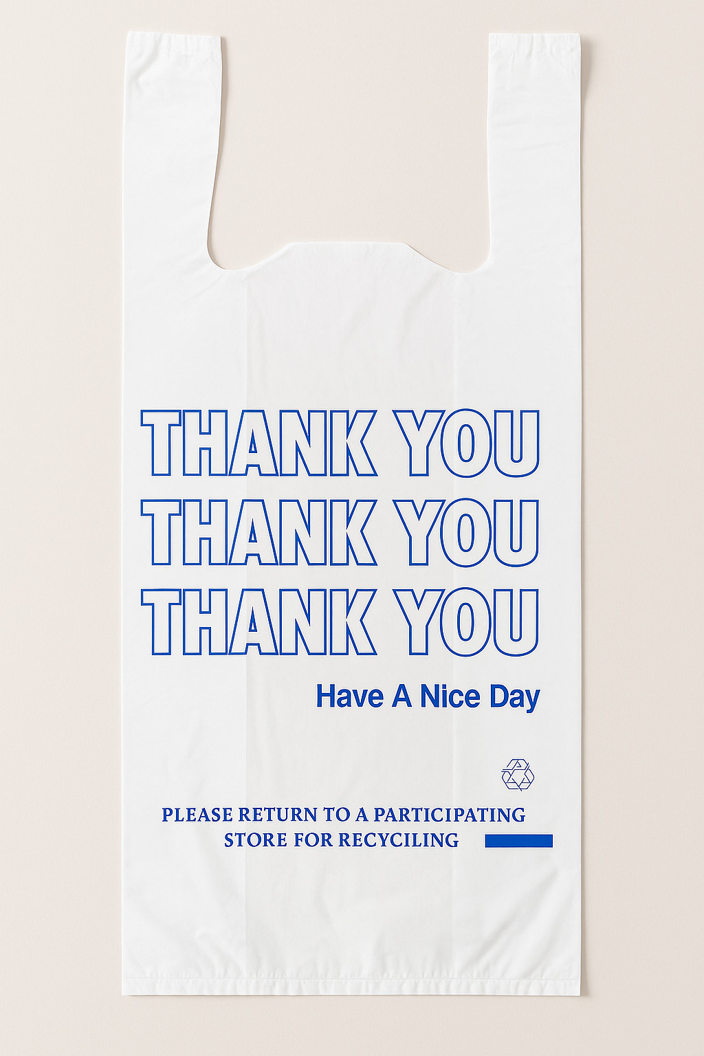 Bags 1/6 Large 21 x 6.5 x 11.5 “Blue Thank You” T-Shirt Plastic Grocery Bags