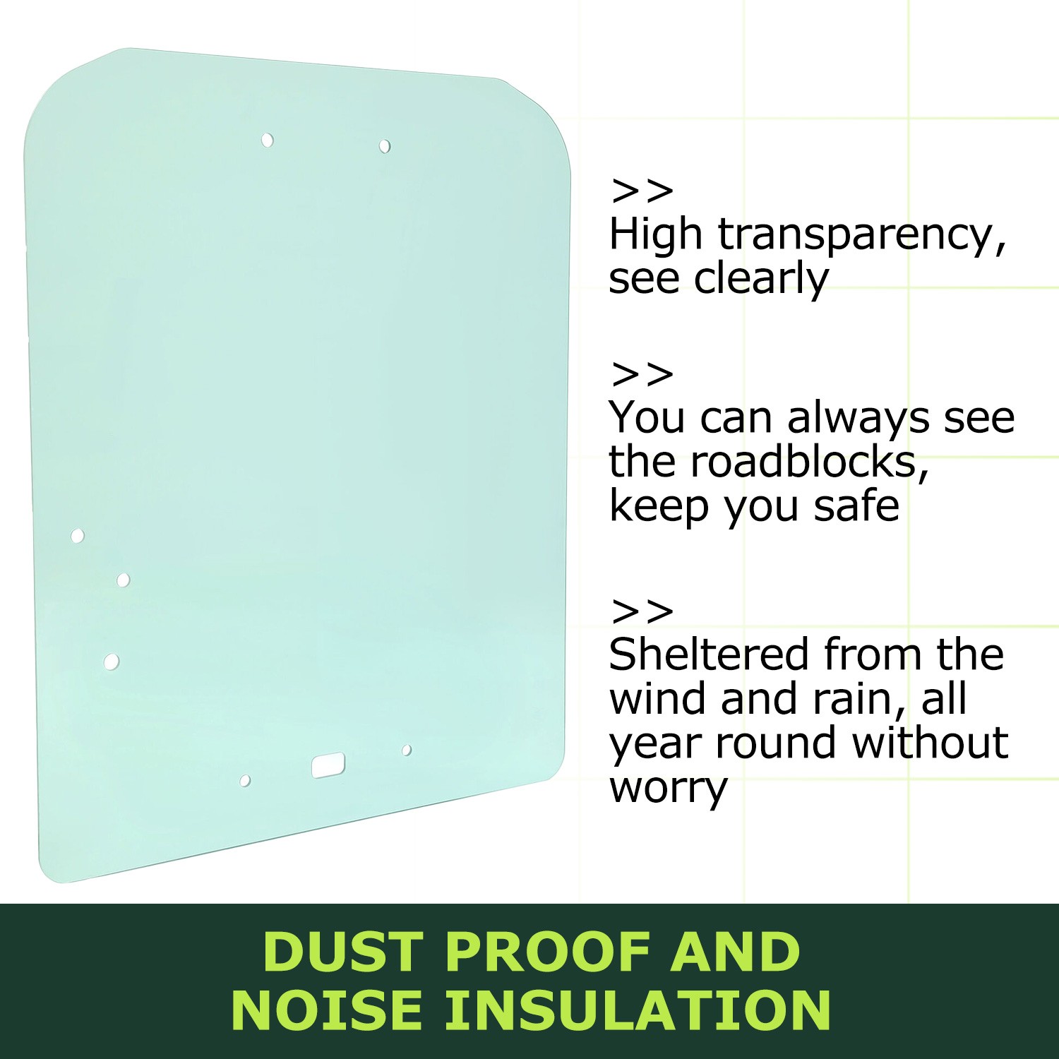 New Clear Door Glass For V1311-34522 Fit Kubota Skid Steer SSV-65 SSV-75 Models