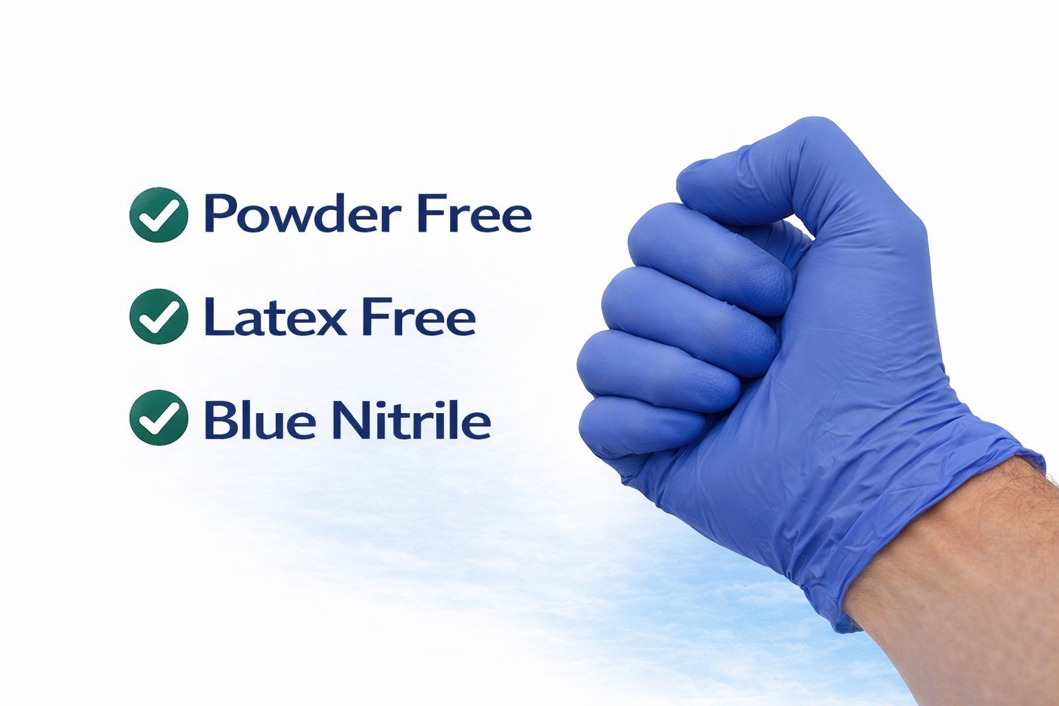 Cuff First Nitrile Exam Gloves Case 2000 Ct (16 x 125) Blue Latex-Free
