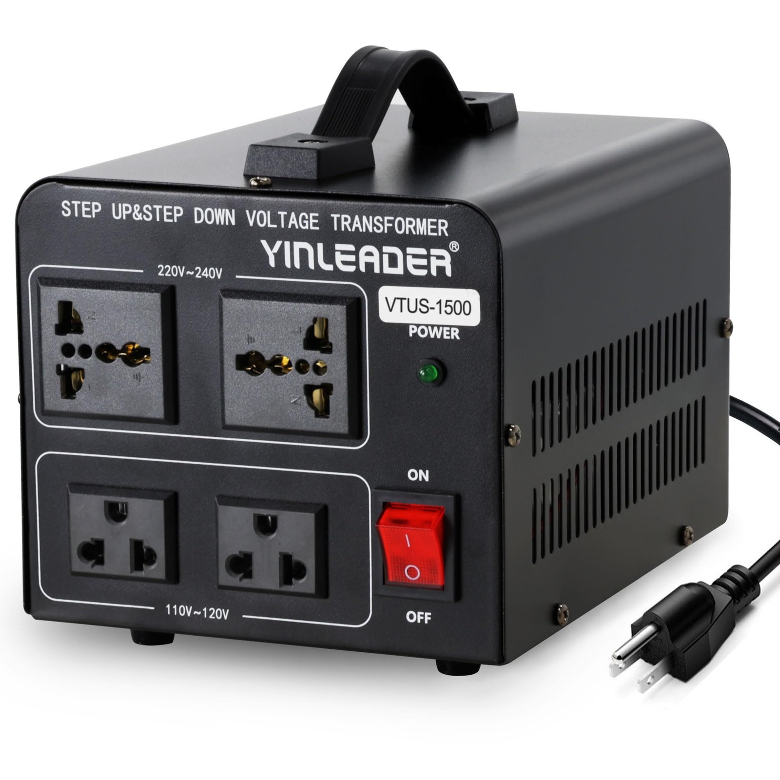 Yinleader 1500W 110V to 220V or 220V/230V/240V 110V/120V 1500W, BLACK