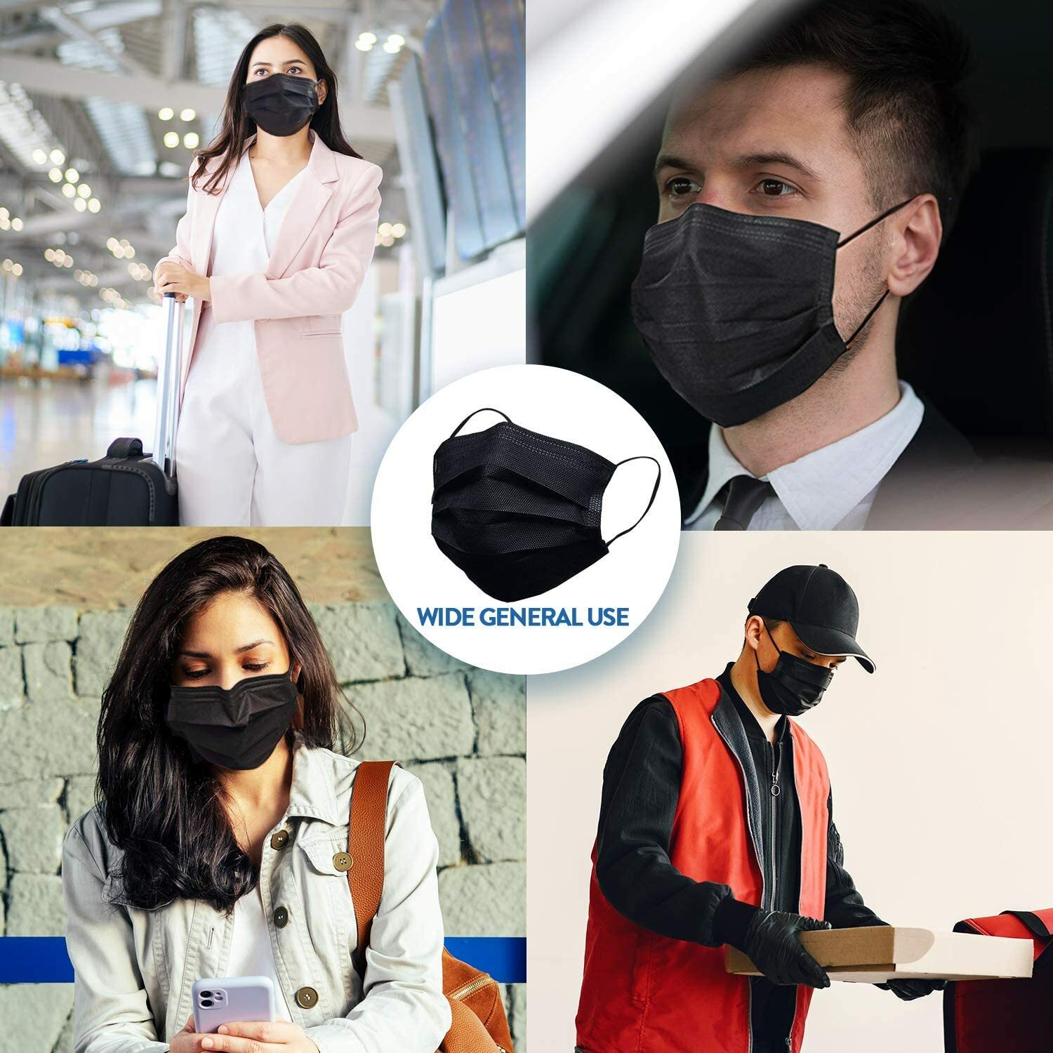 100/50/10 Pcs Black Face Mask Mouth Nose Cover Protector Respirator Filter Masks