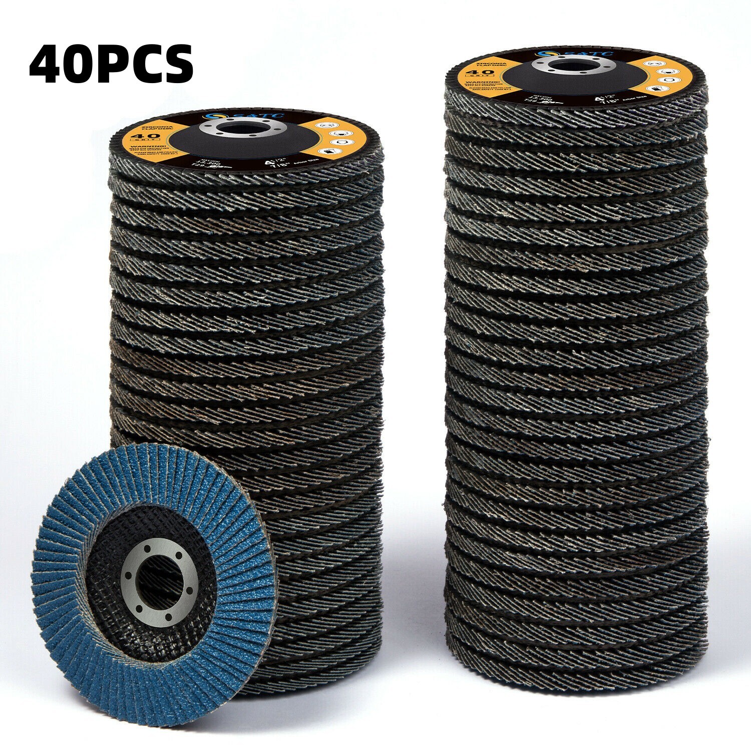 40Pcs 4-1/2in T29 Zirconia Flap Discs 40 60 80 120 Grit Sanding Grinding Wheels