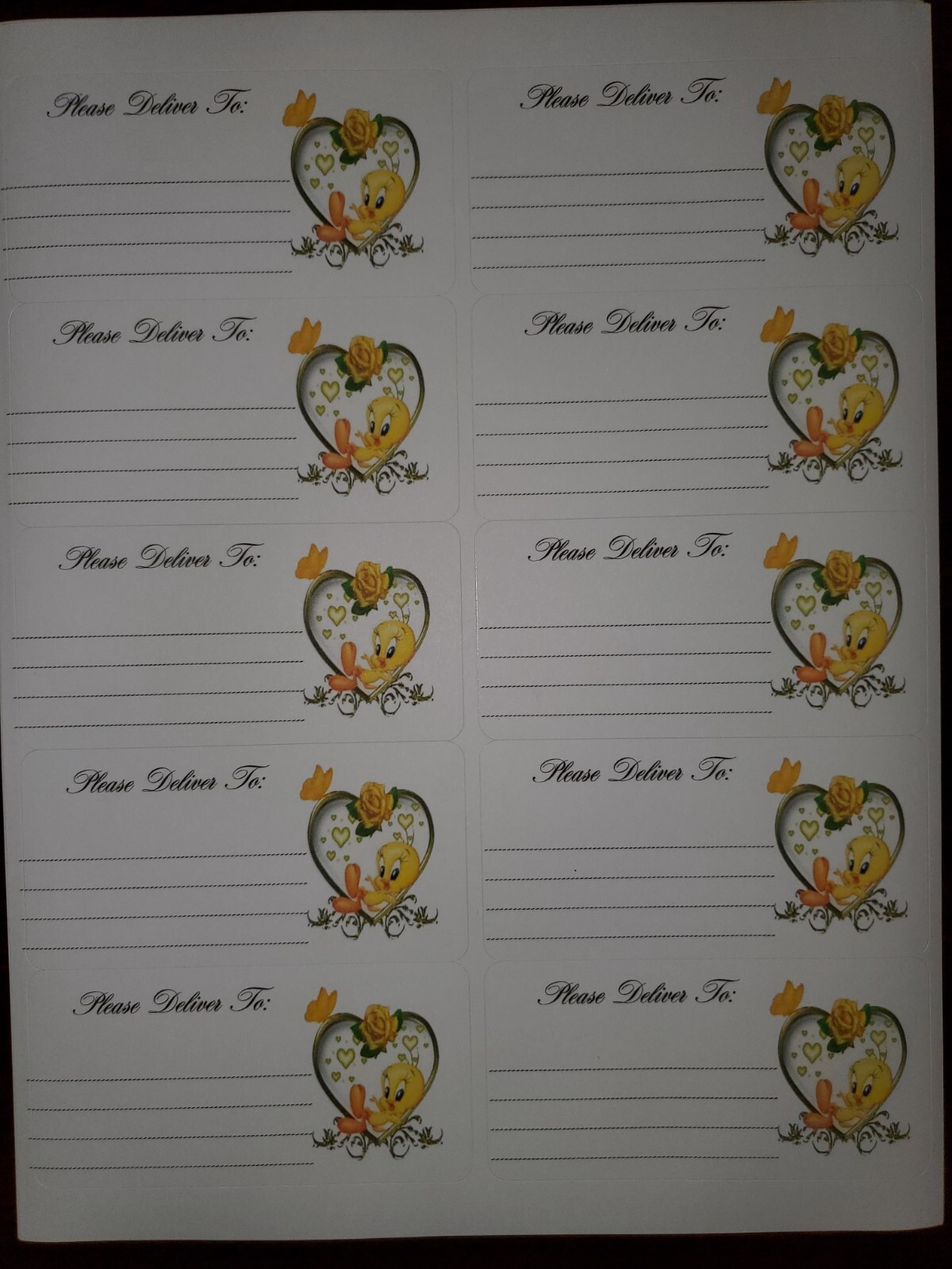 3 Sheets please deliver to address shipping labels (PDT) pen pal, mail