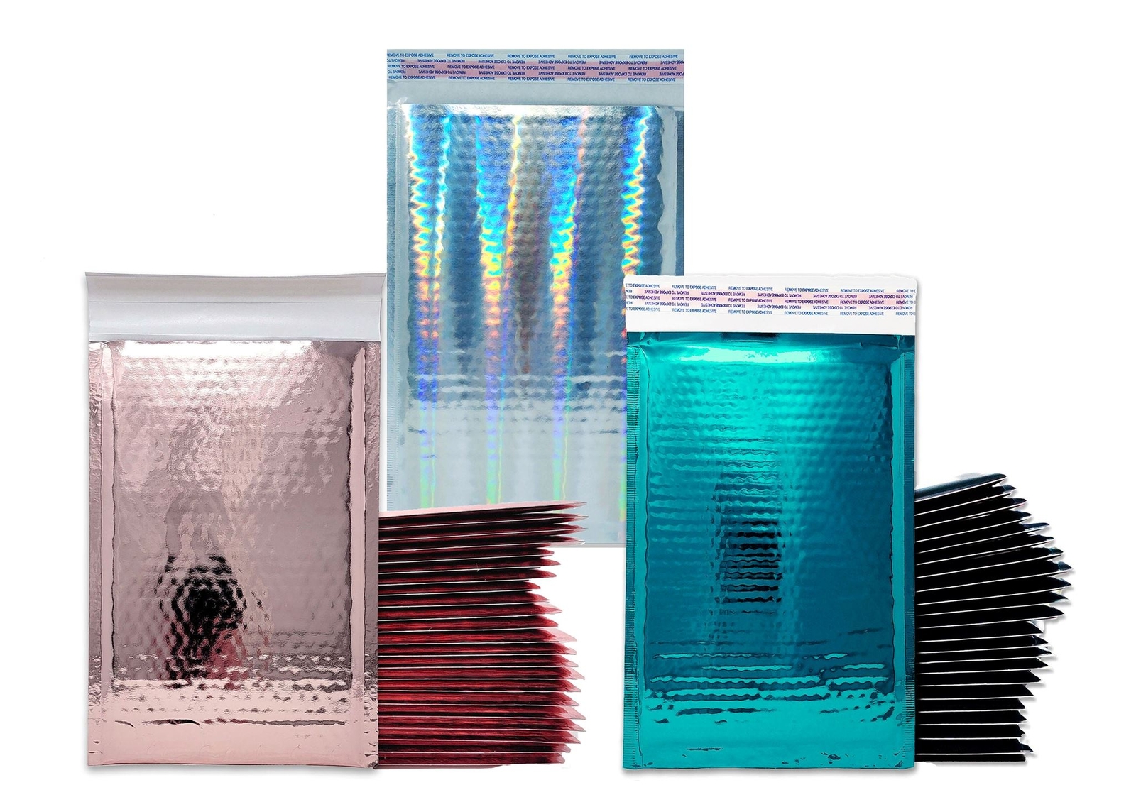 4×8″ Bubble Mailers, Polished Rose Gold, Pink, Hologram, Teal Metallic, Mirrored