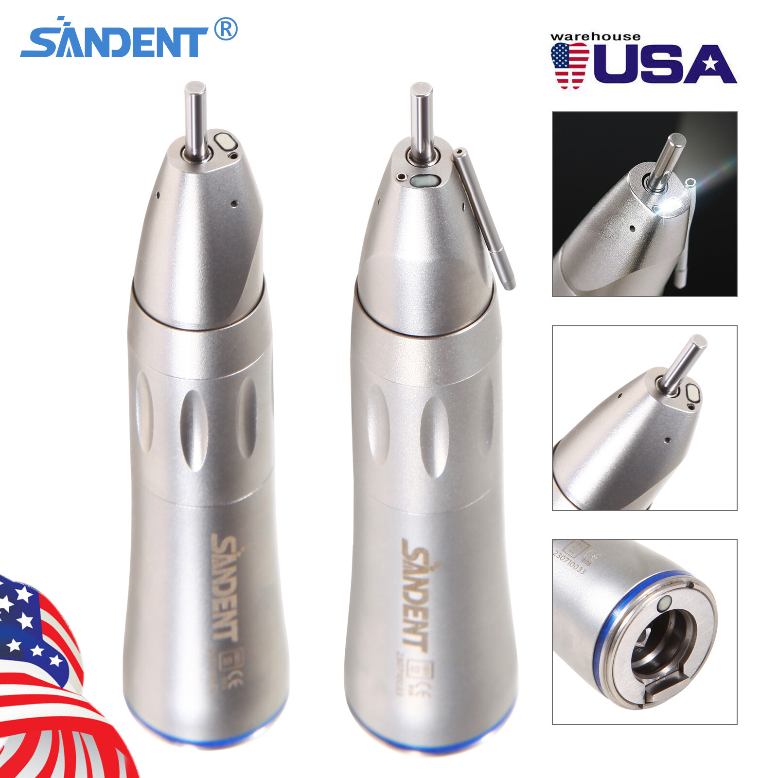 SANDENT Dental 1:1 Fiber Optic LED Surgical Straight Handpiece Nose Cone DL