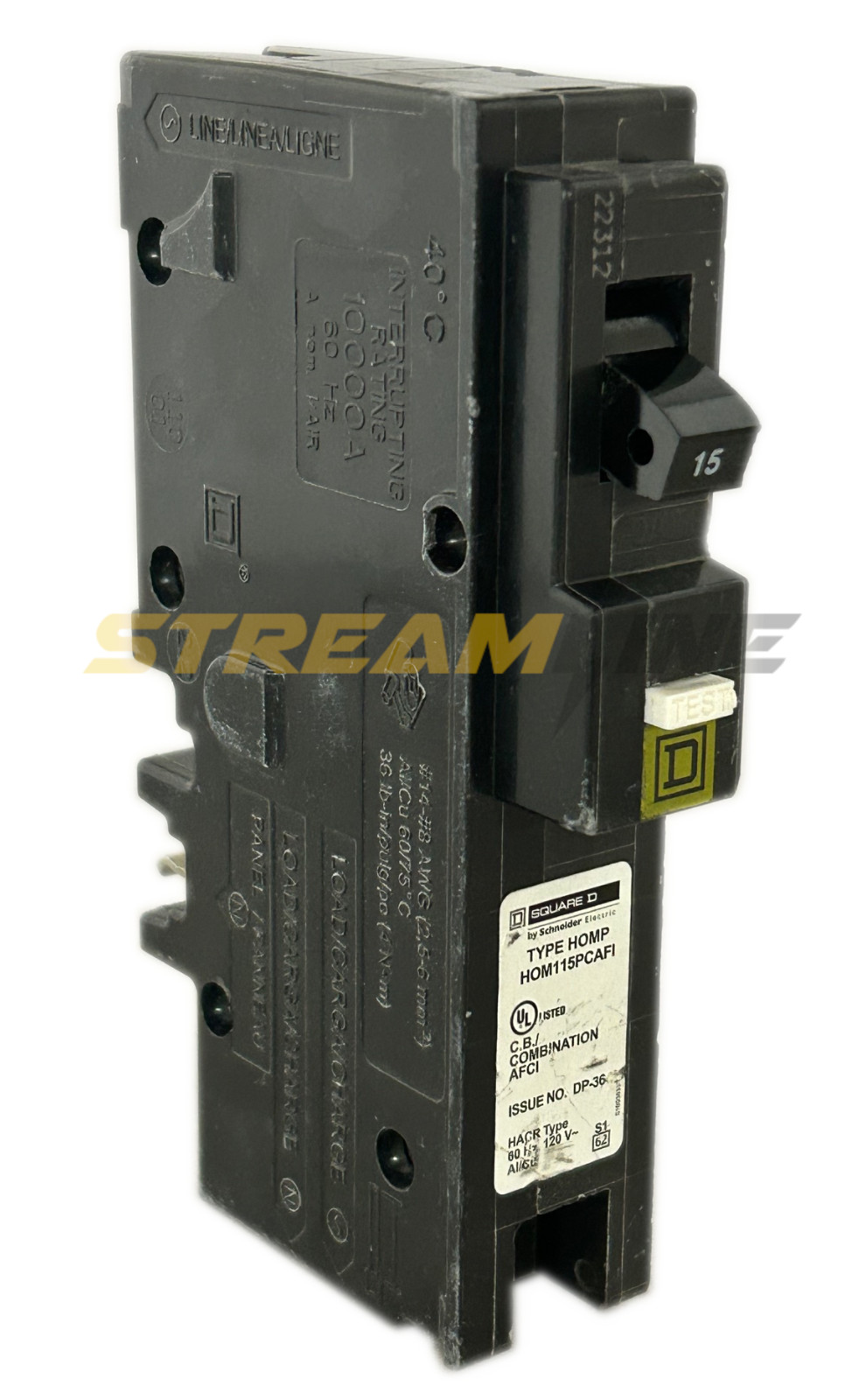 Square D HOM115PCAFI Combination Arc-Fault Circuit Breaker, 15 Amp, 120V, 1-Pole