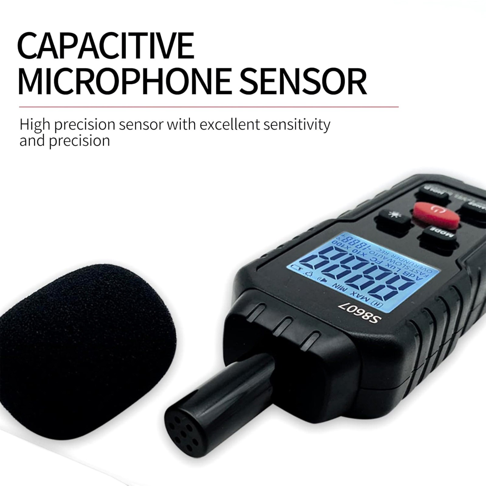 Sound Level Meter Decibel Tester 30-130dB A-Weighted Fast Slow Mode Max Min