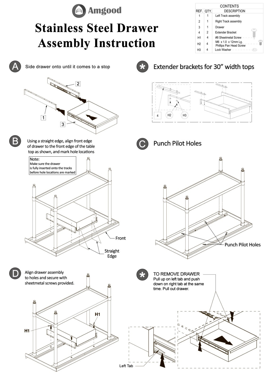 15 in. x 14 in. x 5 in. Stainless Steel Table Drawer