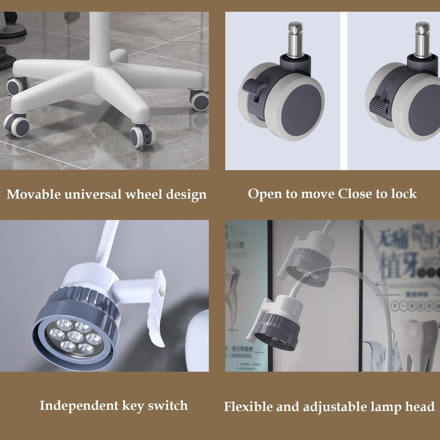 12W Dental Shadowless Operation Lamp 7 LED Surgical Exam Light Stepless Dimming