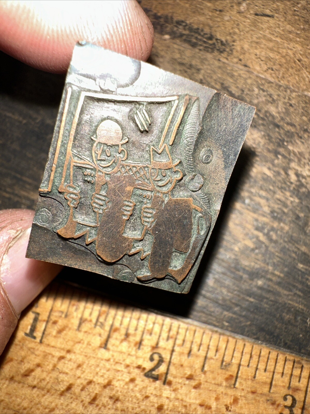 Print Block ( 2 Smiling Men ) Copper Face Printing Block
