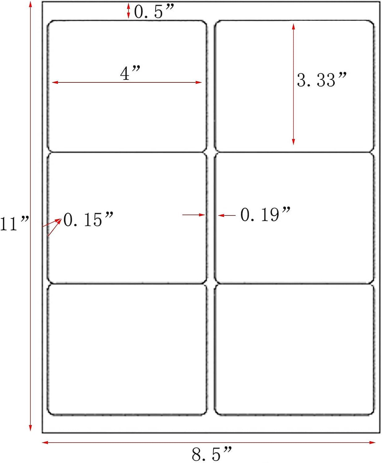 3 1/3″ x 4″ Address Shipping Labels Laser Ink Jet Self Adhesive 6 Per Sheet 6-UP