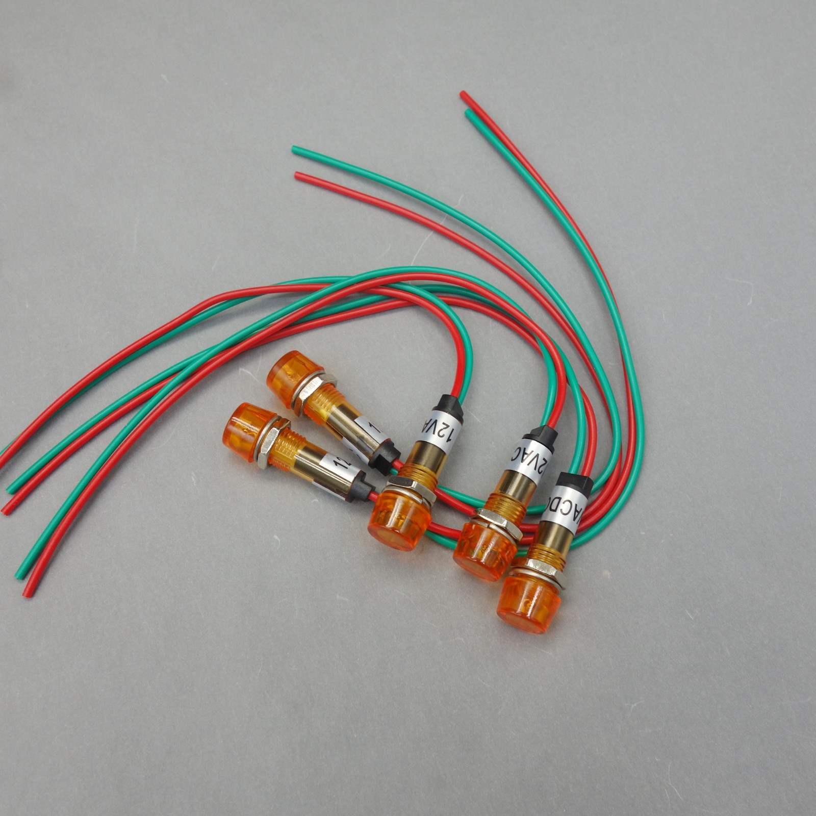 10Pcs 12V 10mm Yellow Amber Mini LED Pilot Lights CYLINDRICAL Cap with wire