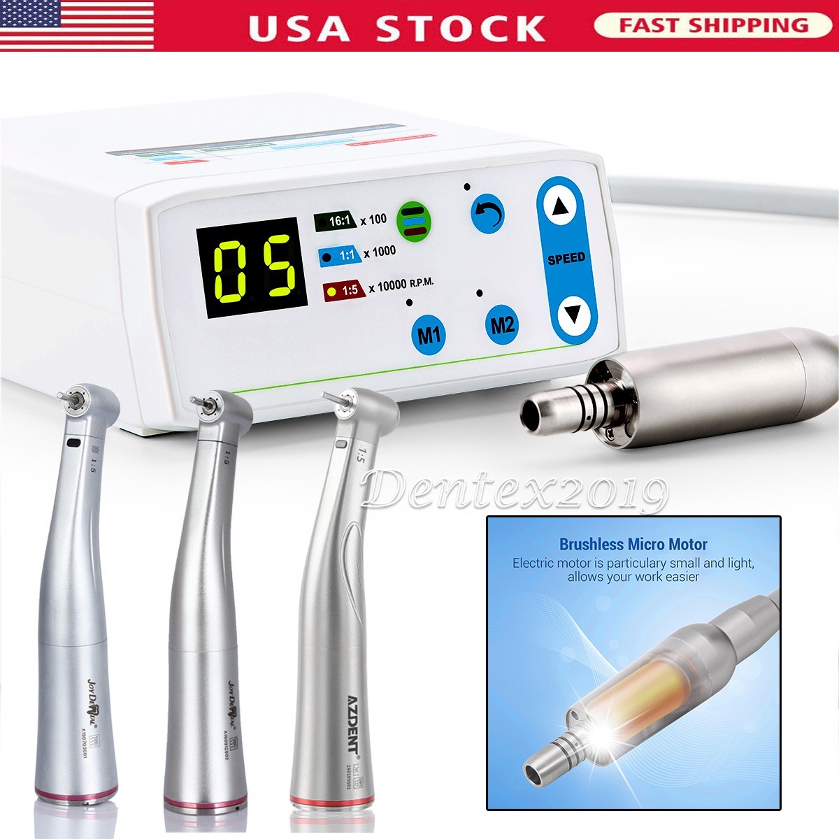 Joydental Dental Electric LED Brushless Micro Motor/1:1/1:5 Increasing Handpiece