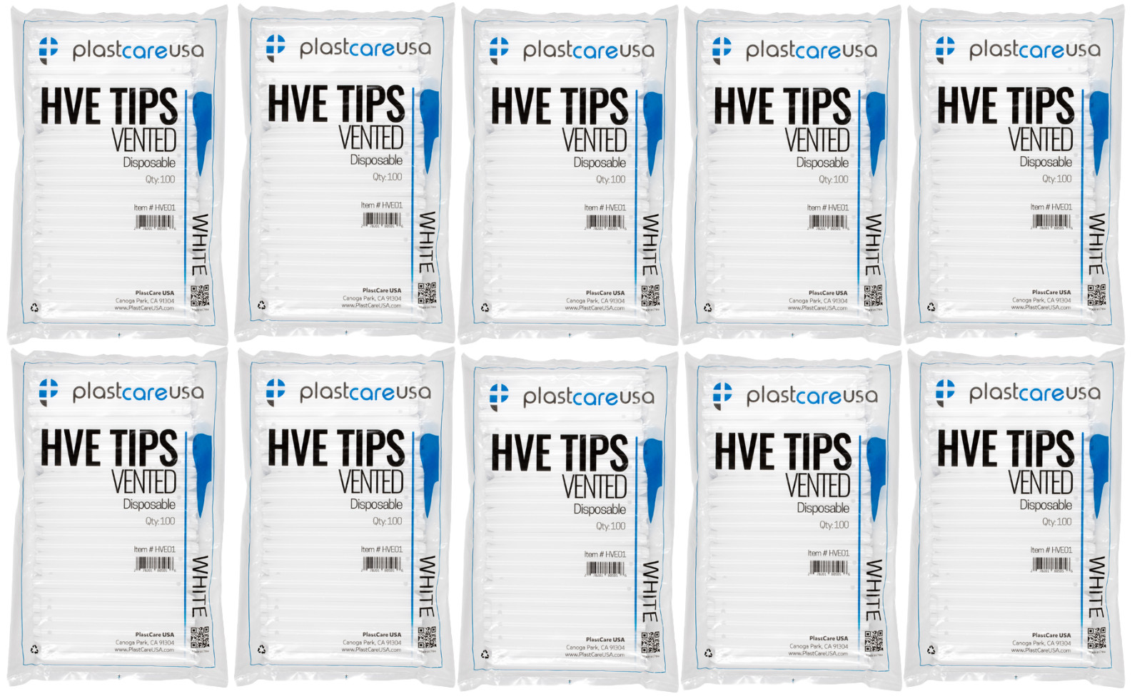 HVE Tips Vented Disposable Plastcare HVE01 White (1000pcs)