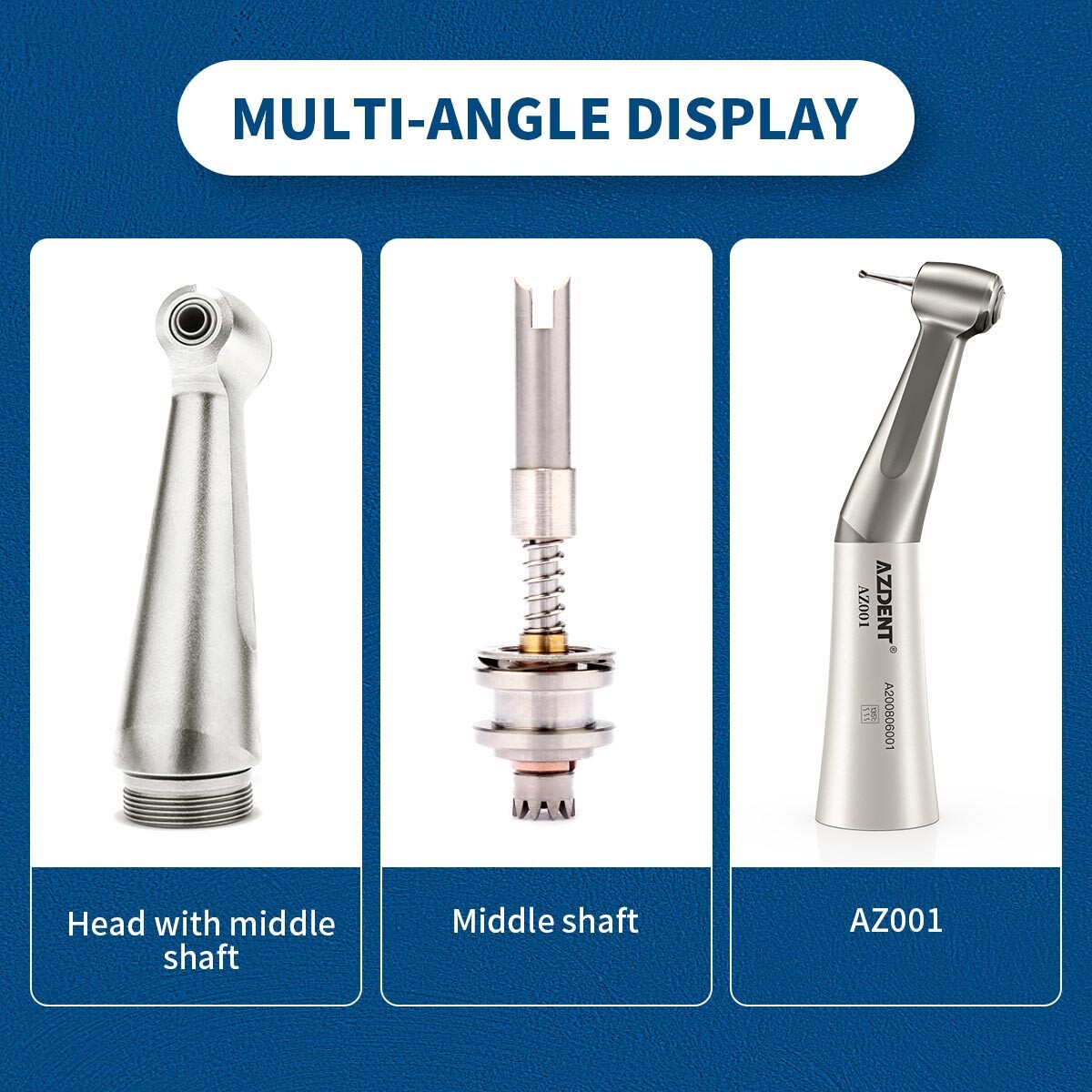 AZDENT Dental 1:1 Slow Low Speed Contra Angle Handpiece Push Button E-Type AZ001