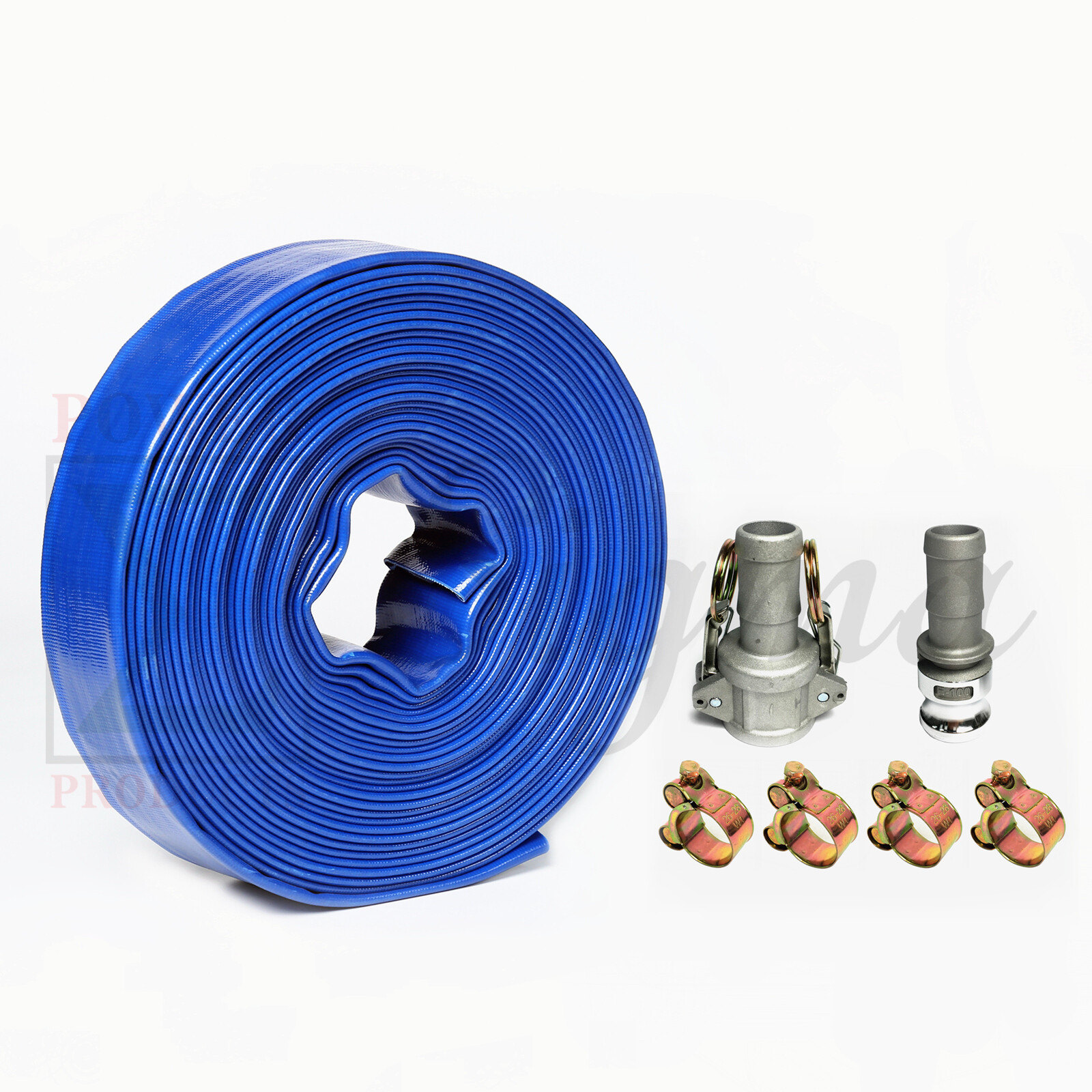 Sigma 1-1/2″ 1.5″ inch X 50′ Ft Feet PVC Lay Flat Pump Discharge Hose & Camlocks