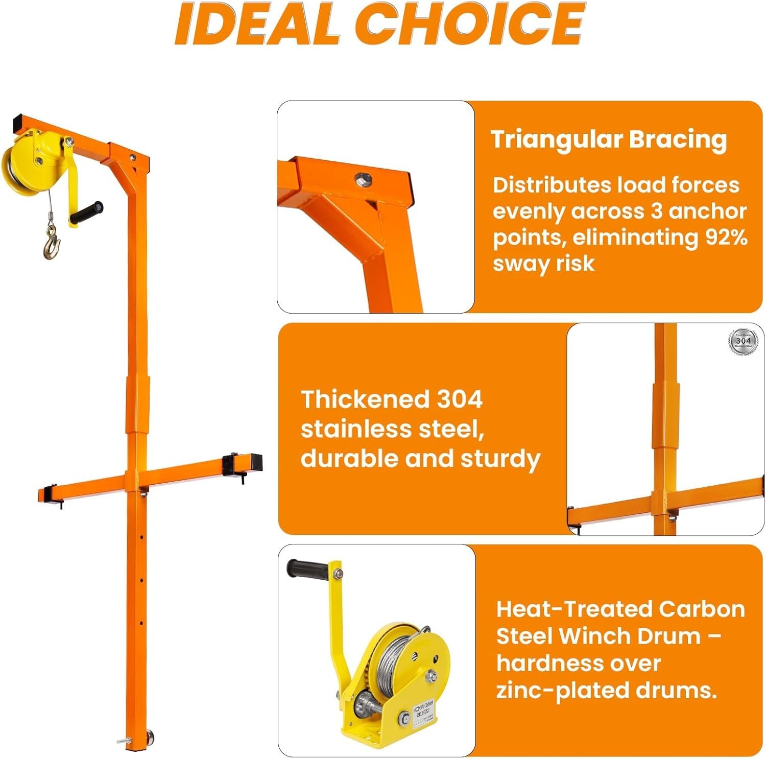 Air Conditioner Lifting Tool 50 FT Height 1200 LBS Air Conditioner Lifting Crane