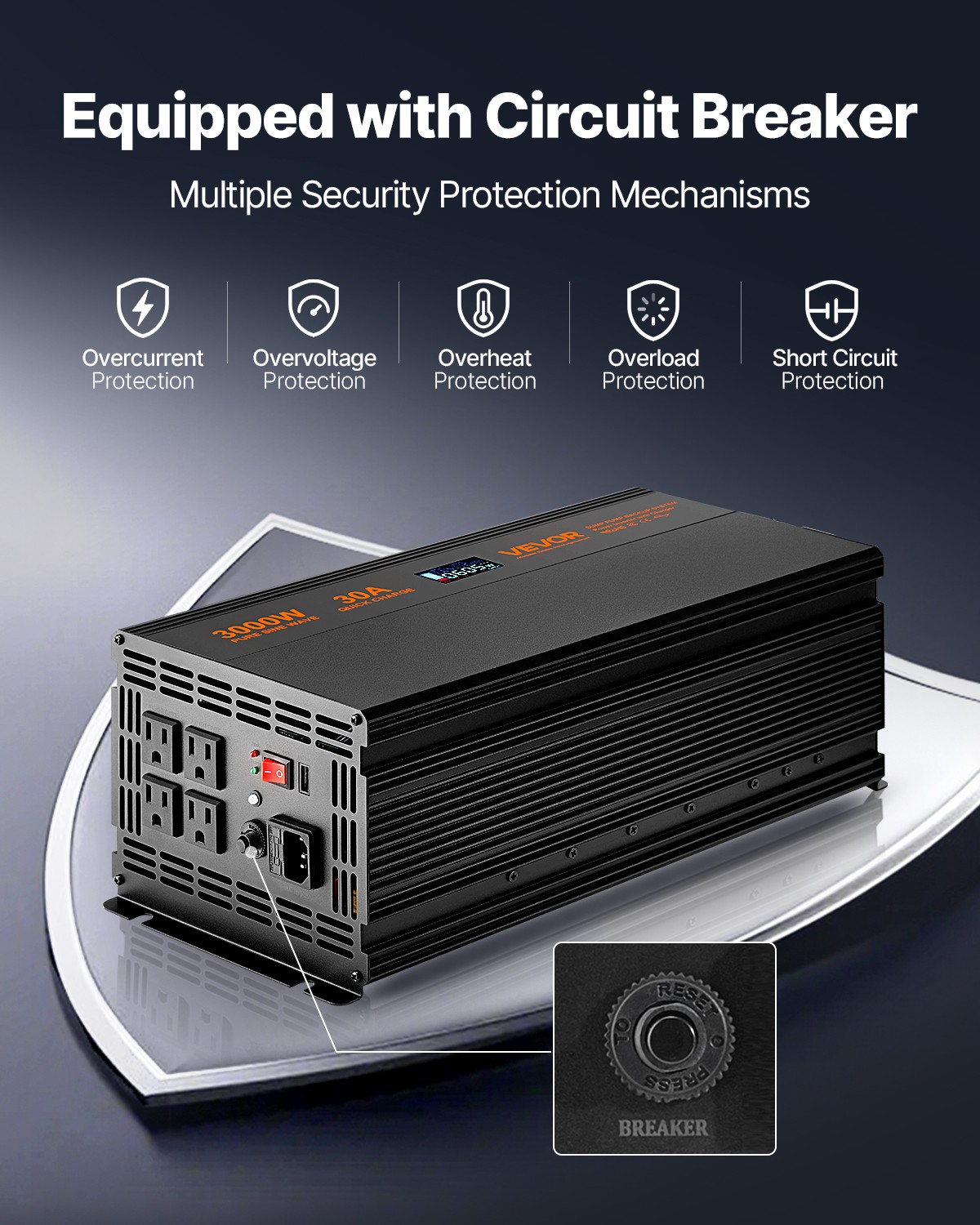VEVOR Sump Pump Battery Backup System 3000W LCD Auto Switches to Battery