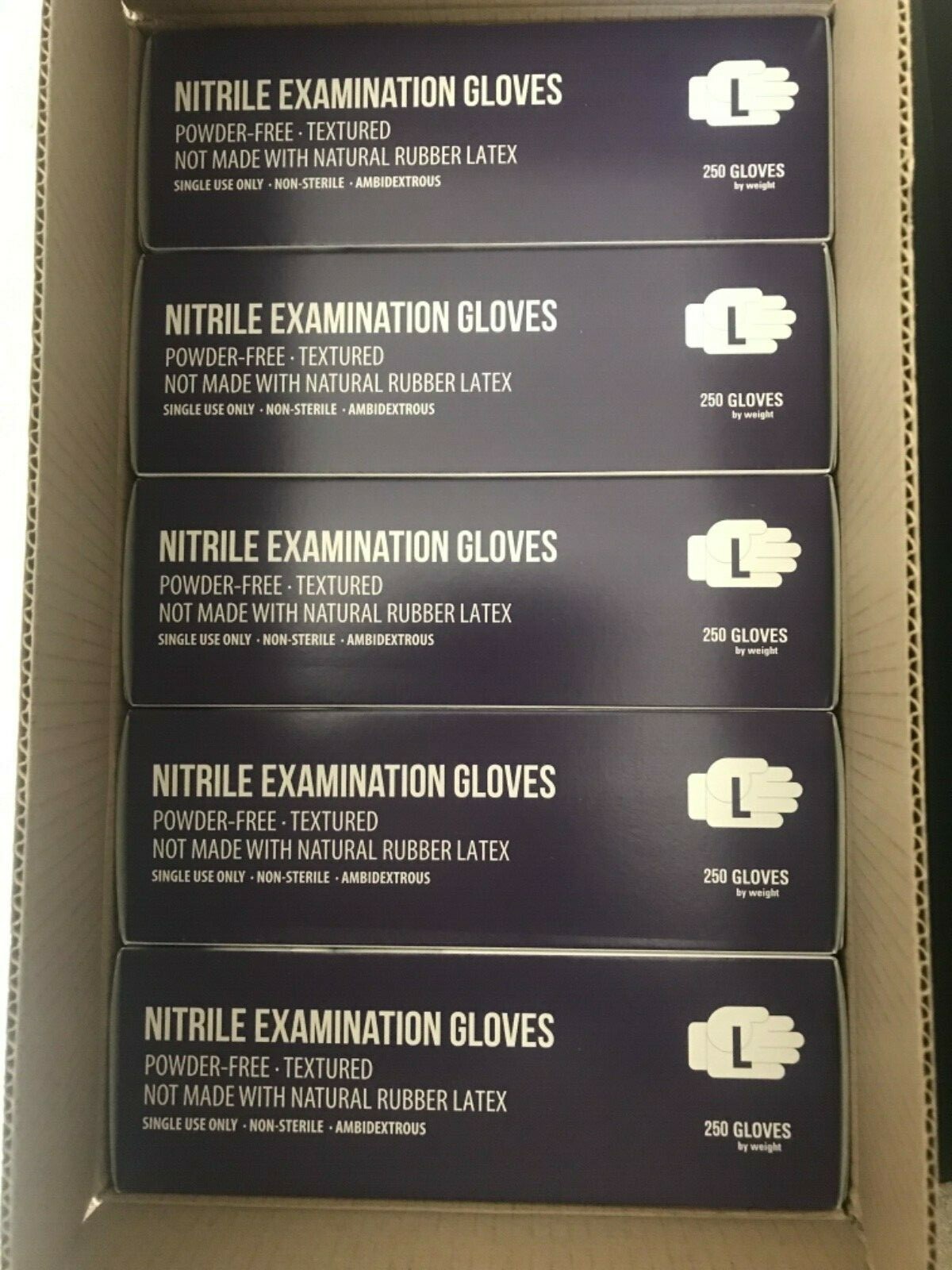 2500 Gloves Case – Blue Nitrile Exam Gloves Size Large Powder Free 3 Mil