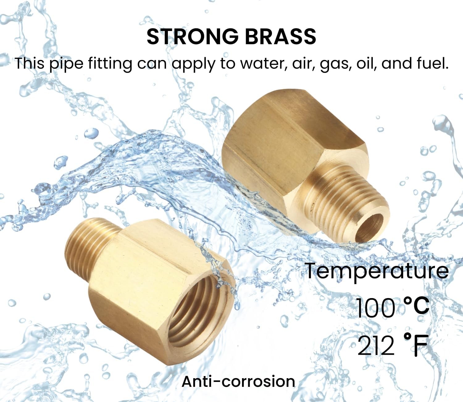 1/4 Inch Female to 1/8 Inch Male, Reducing Adaptor Brass Pipe Fitting, NPT Adapt