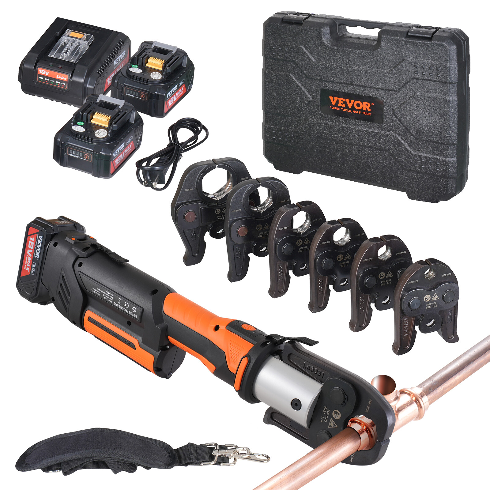 1/2″-2″ Pro Press Tool Pipe Crimping Kit with 6 Jaws DC18V PZ-3240