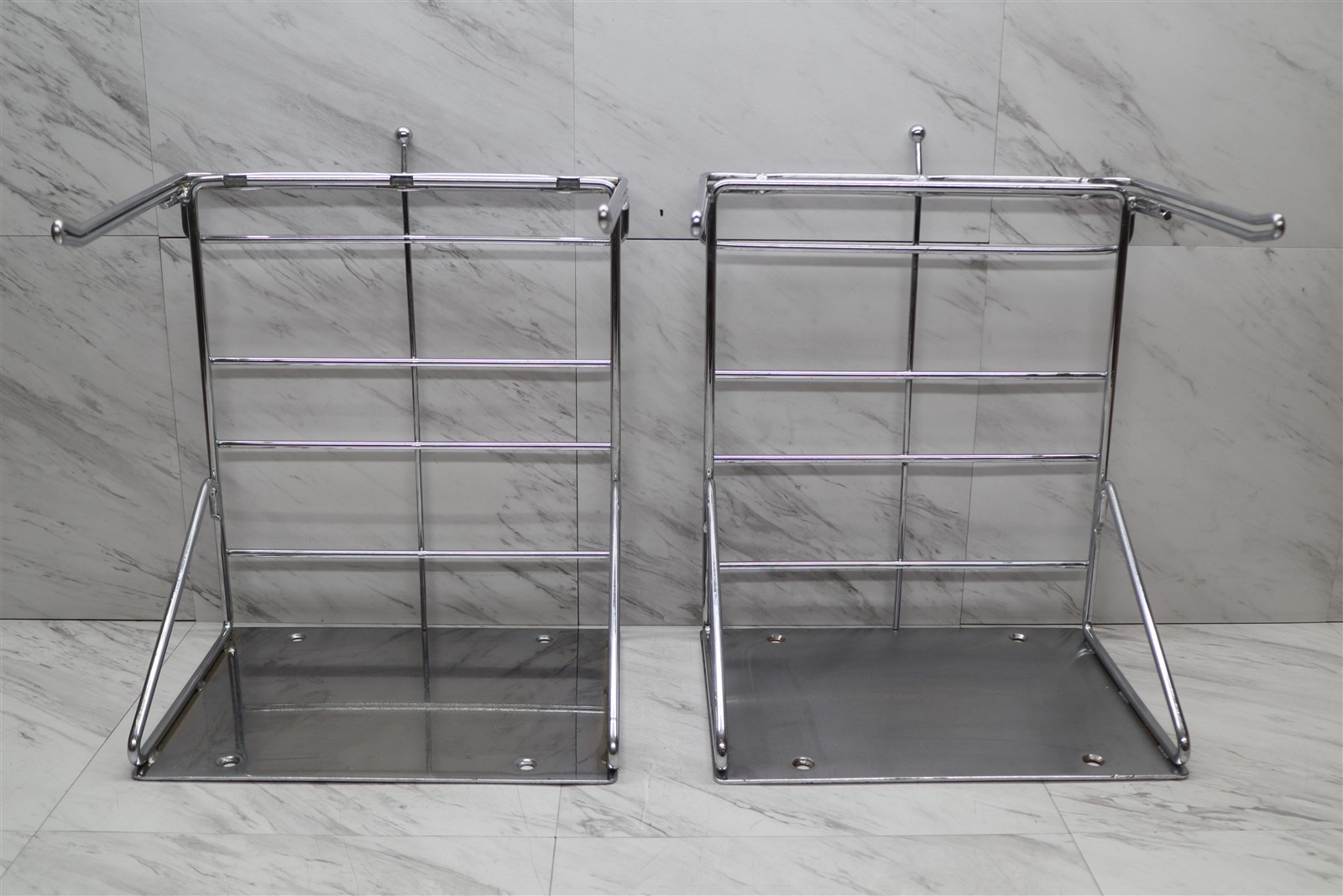 2 LOT – Chrome T-Shirt Shopping Bag Rack Stand Store Holder Dispenser Grocery