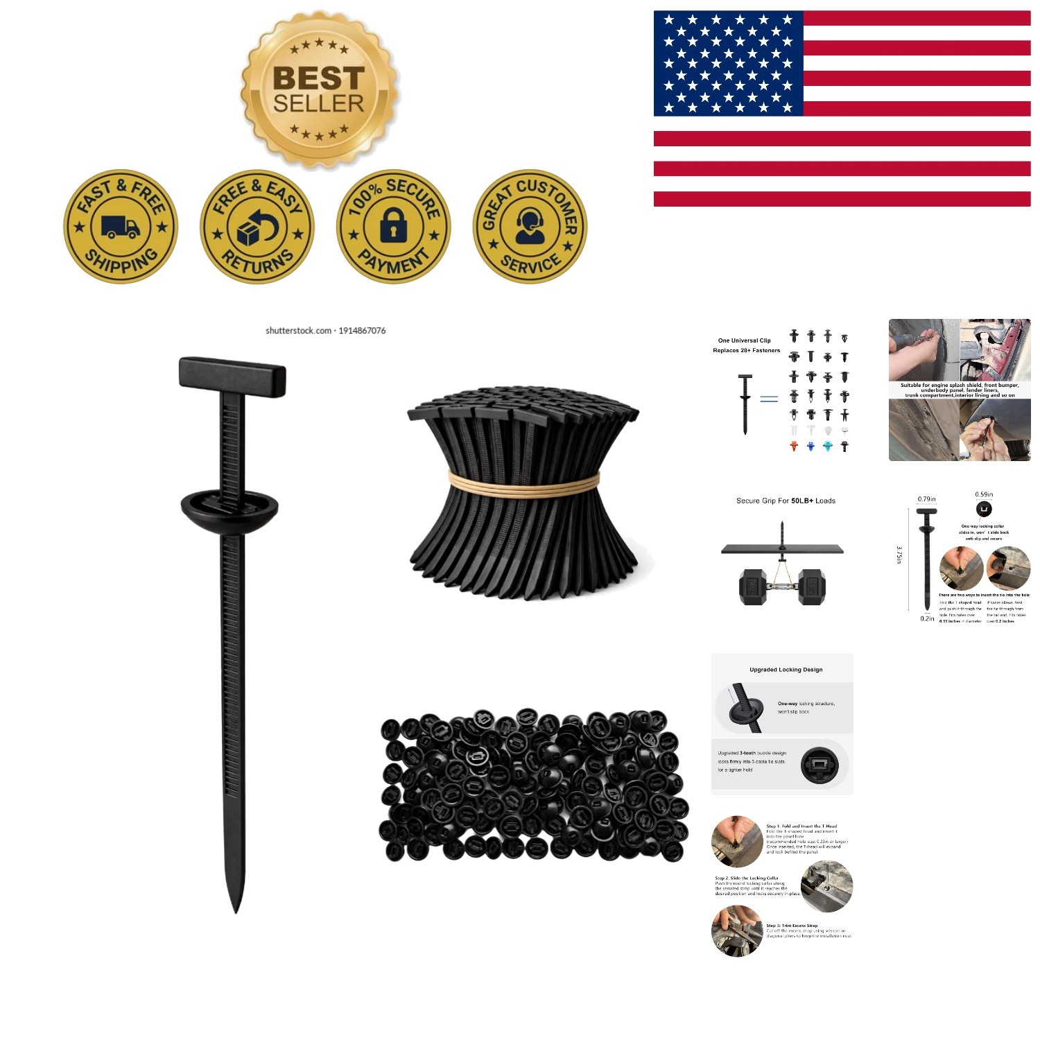 150-Pack Nylon Universal Cable Tie Buckle for Secure Automotive Fixing