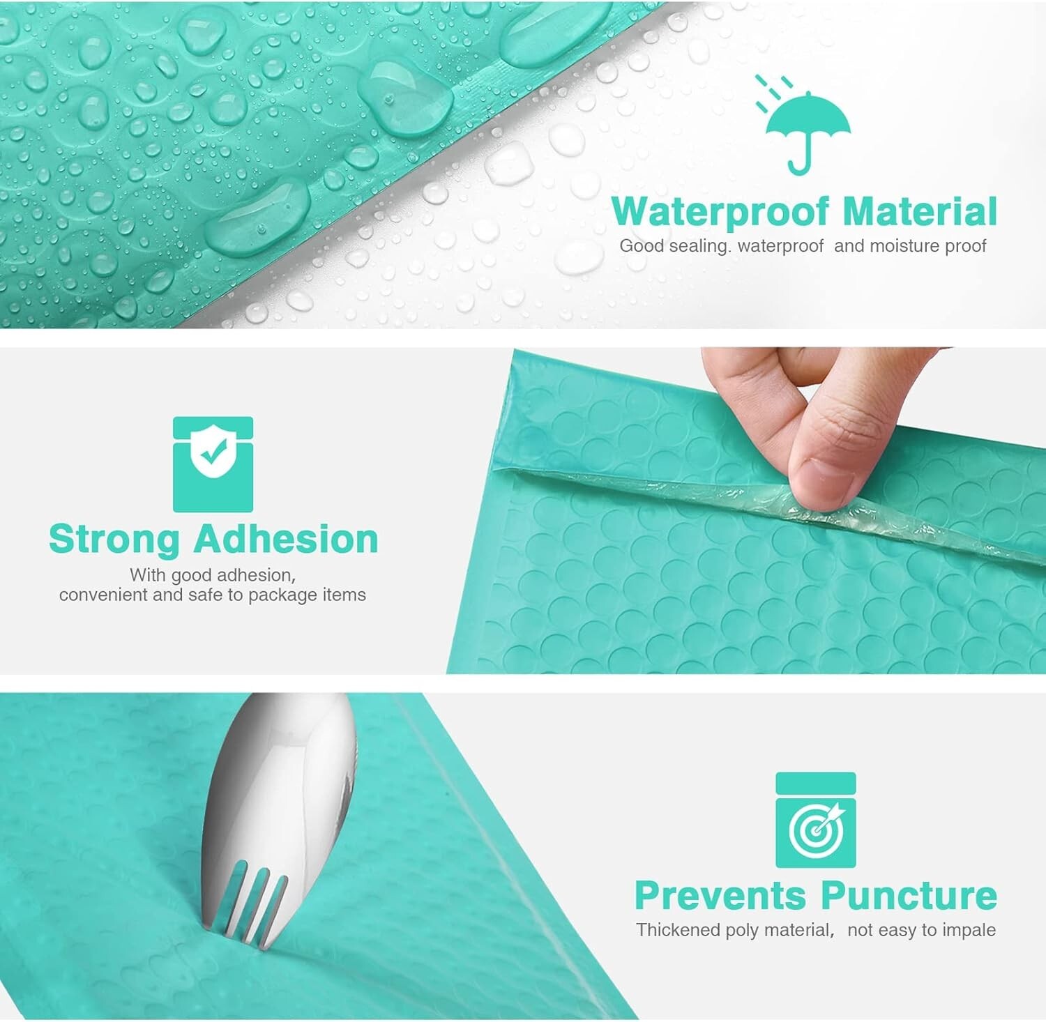 Poly Bubble Mailers 4×8″ 100pcs Small Padded Envelope Mailing Bags 4×7 Teal #000