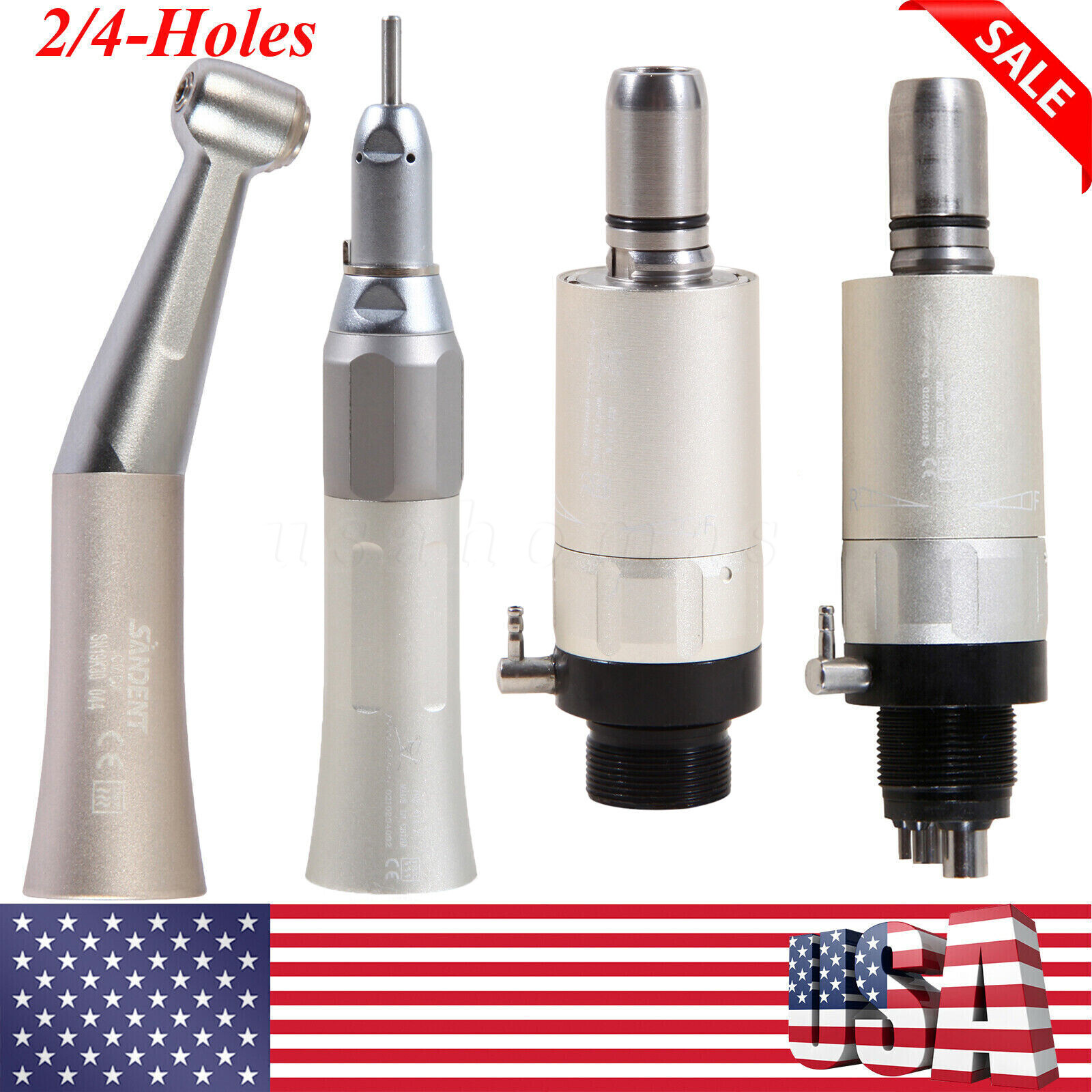 NSK Style Dental Slow Low Speed Handpiece Straight Contra Angle Air Motor 4Holes