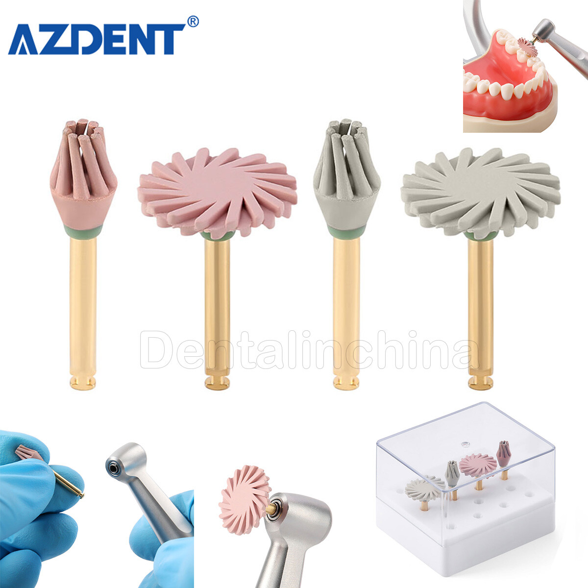 4 Pcs/Box Dental Composite Polishing Wheel Silicone Diamond 135°C Autoclavable
