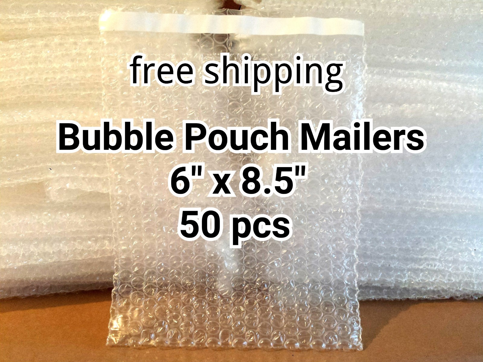 Lots of 50 6″ x 8.5″ BUBBLE OUT BAGS POUCHES SELF SEAL MAILERS BAGS WRAP CLEAR