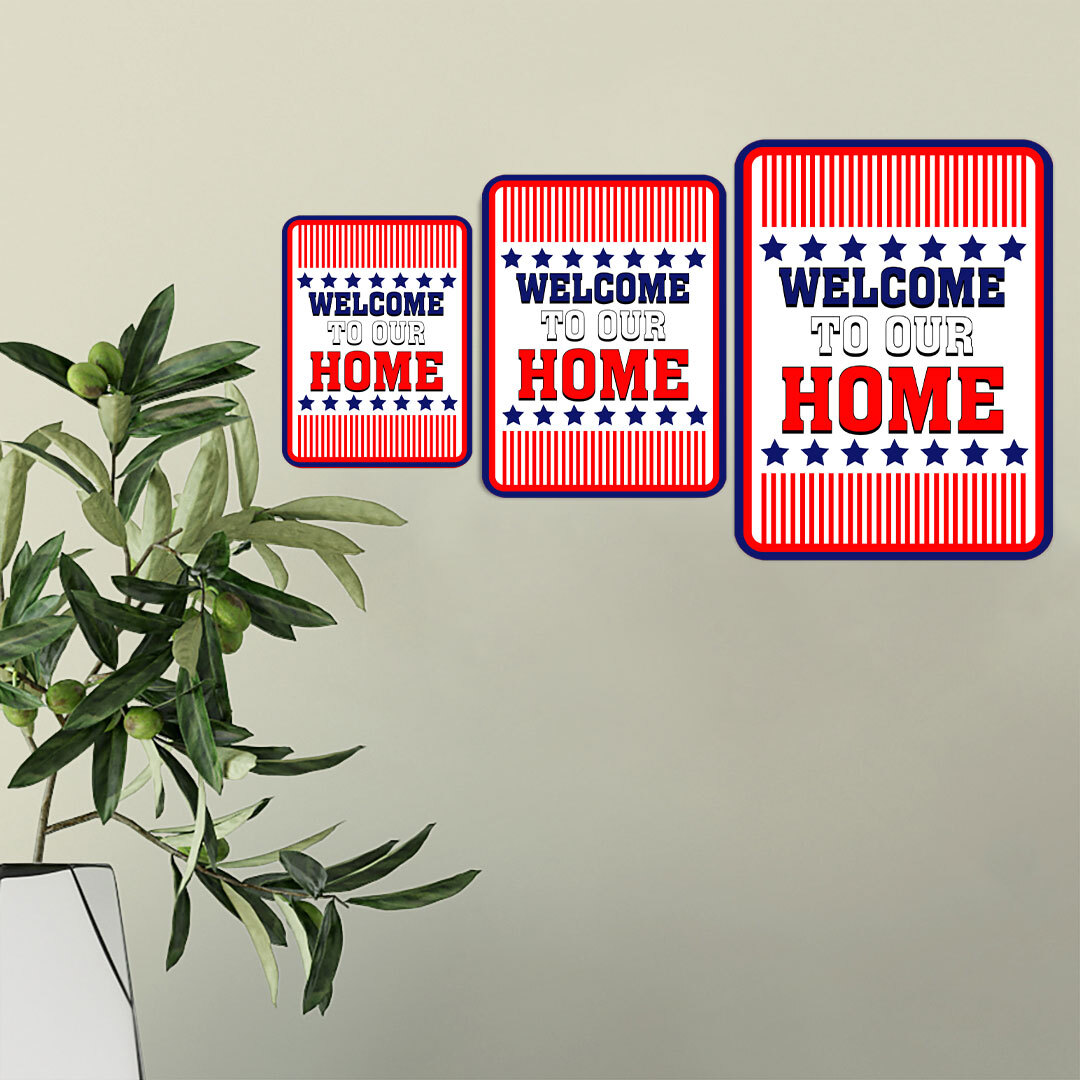 Portrait Round Plus Stars, Stripes, and Proud: Welcome to Our Home Sign