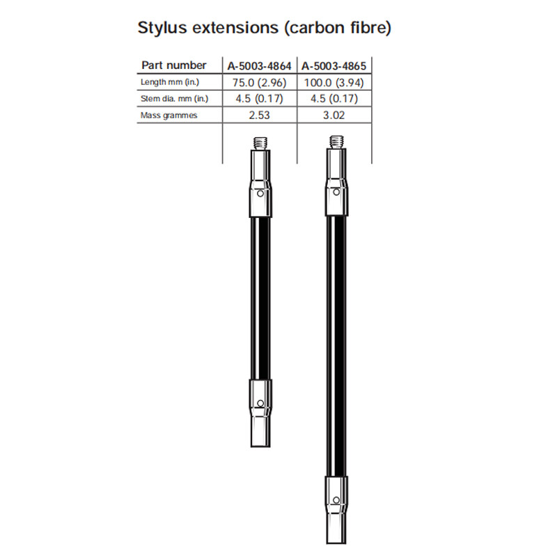 CMM Stylus Extension M3 Thread Carbon fibre Stem 100mm Length for A-5003-4865