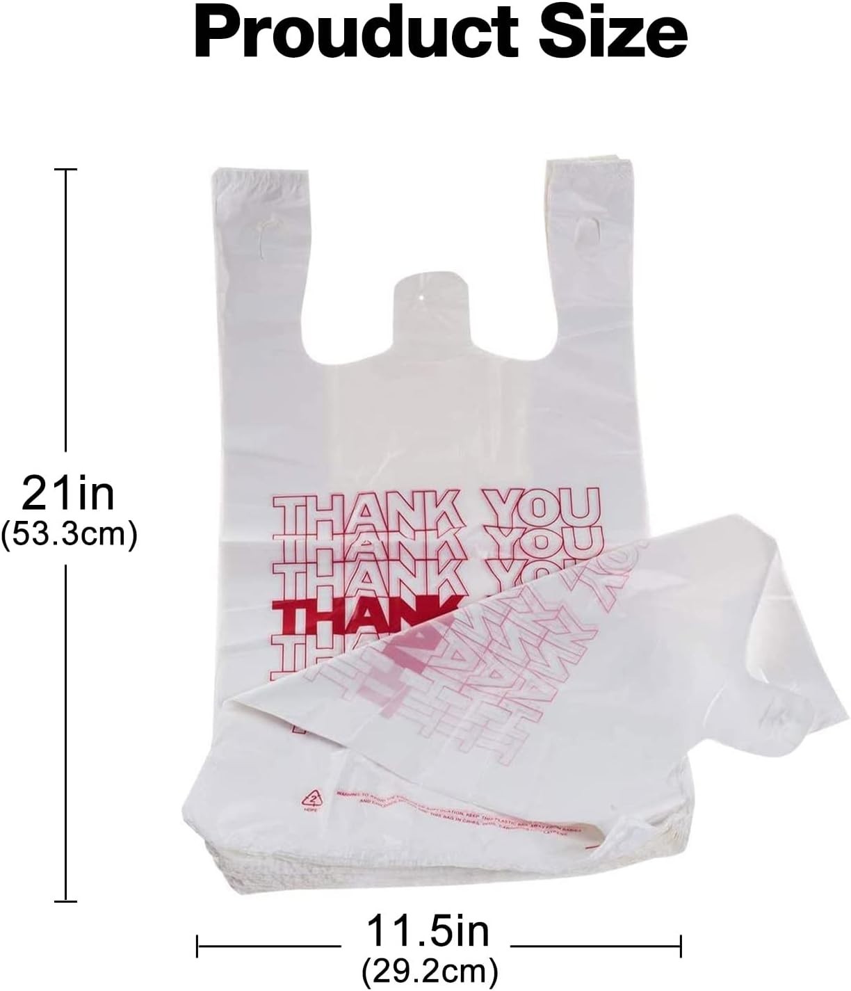 Bulk 100 Pack Reusable Plastic Bags – Stylish ‘Thank You’ Print for Any Occasion