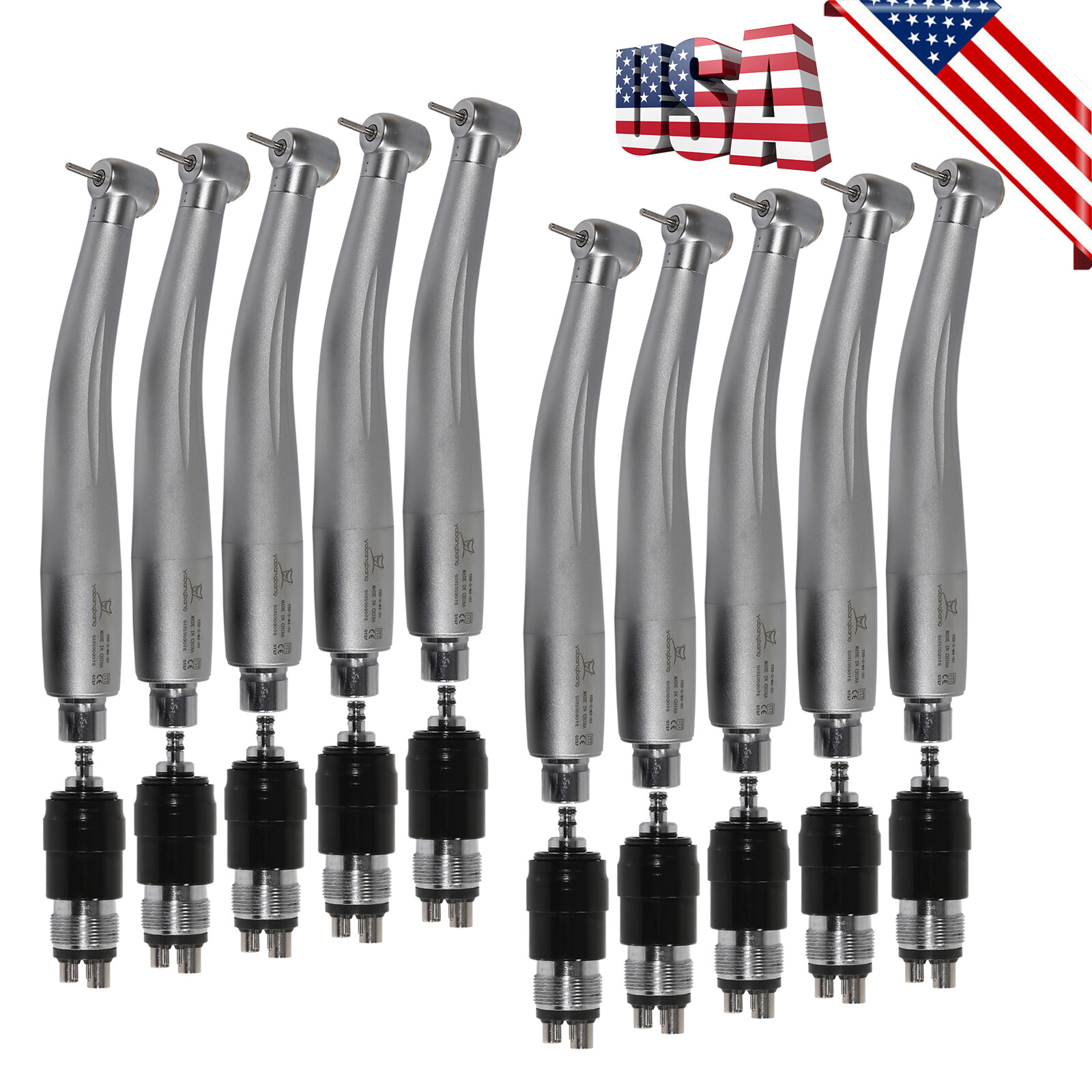 10 Pcs NSK Style Dental High Speed Turbine Handpiece+4 Hole Quick Coupling YBNK4