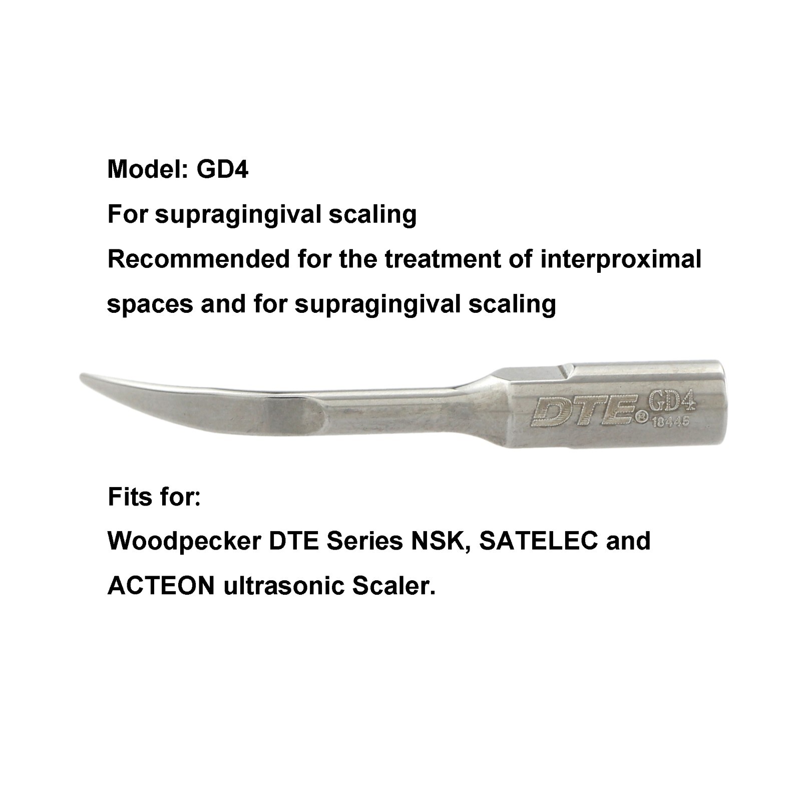 5pcs Woodpecker GD4 Dental Ultrasonic Scaler Piezo DTE Tips Satelec ACTEON NSK