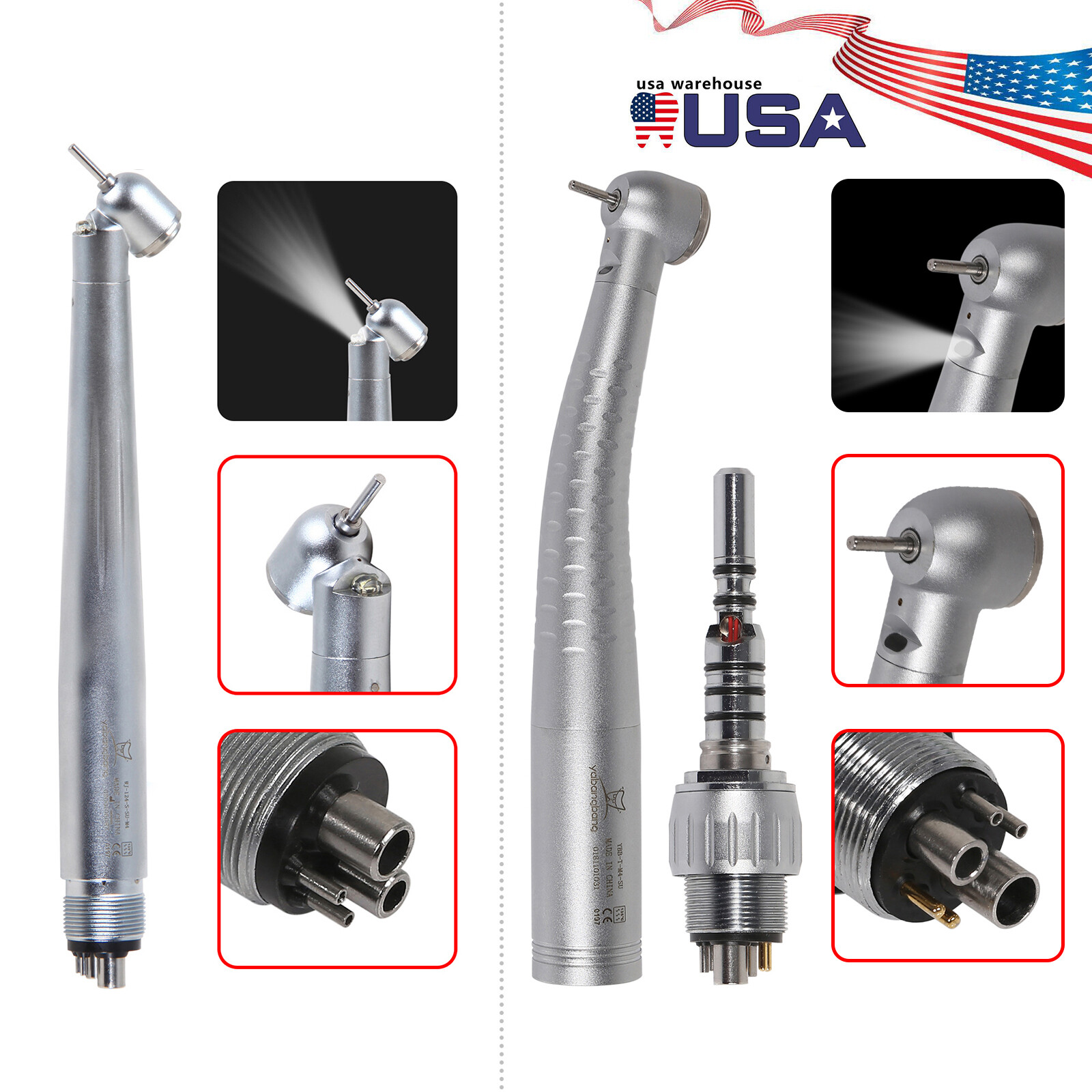 Dental 45° Angle/Large Head LED E-generator / Fiber Optic Handpiece 4H 6Pin YD6