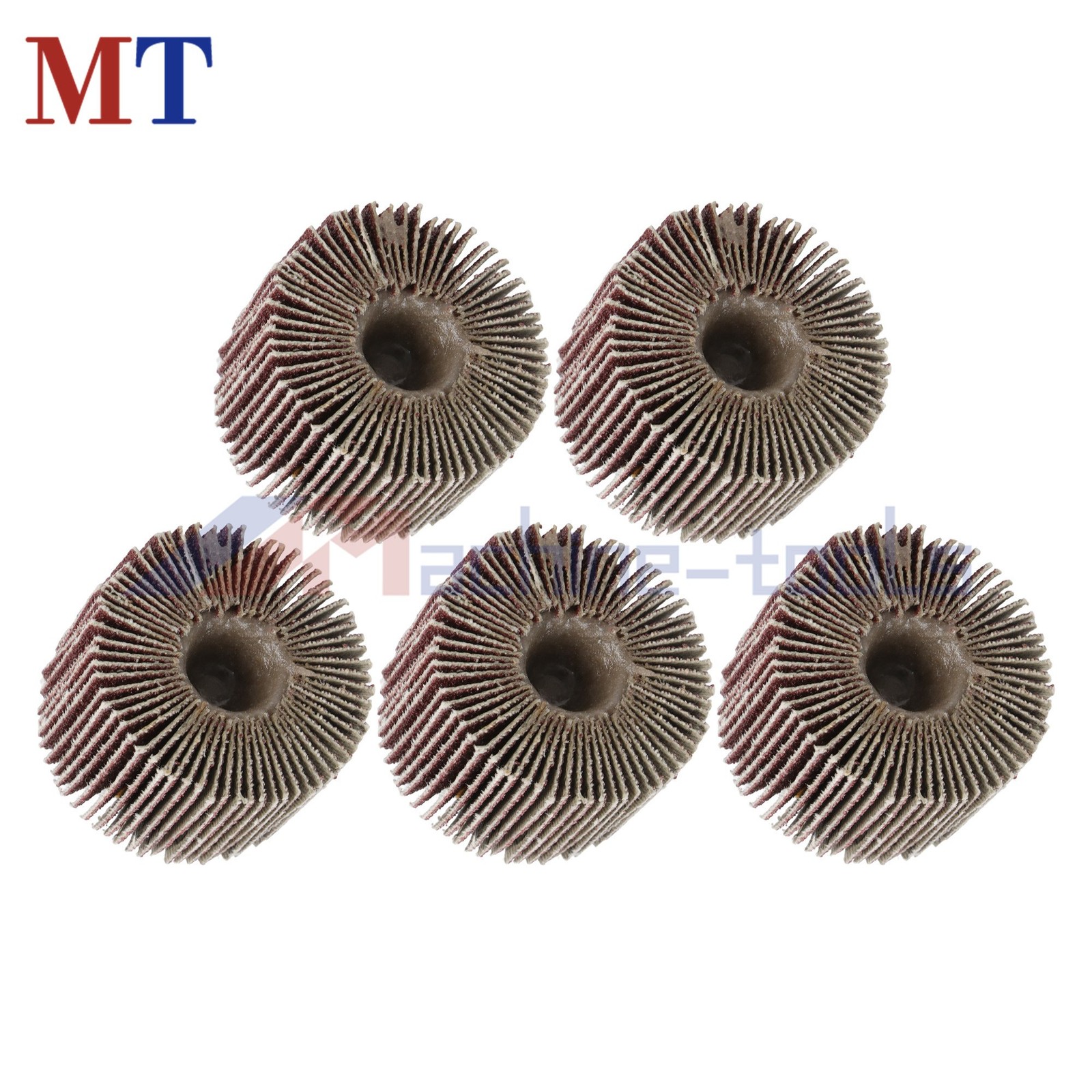5 Pack Shank Mounted Flap Wheels 120 Grit Aluminum Oxide 1-1/2″x1″x 1/4″