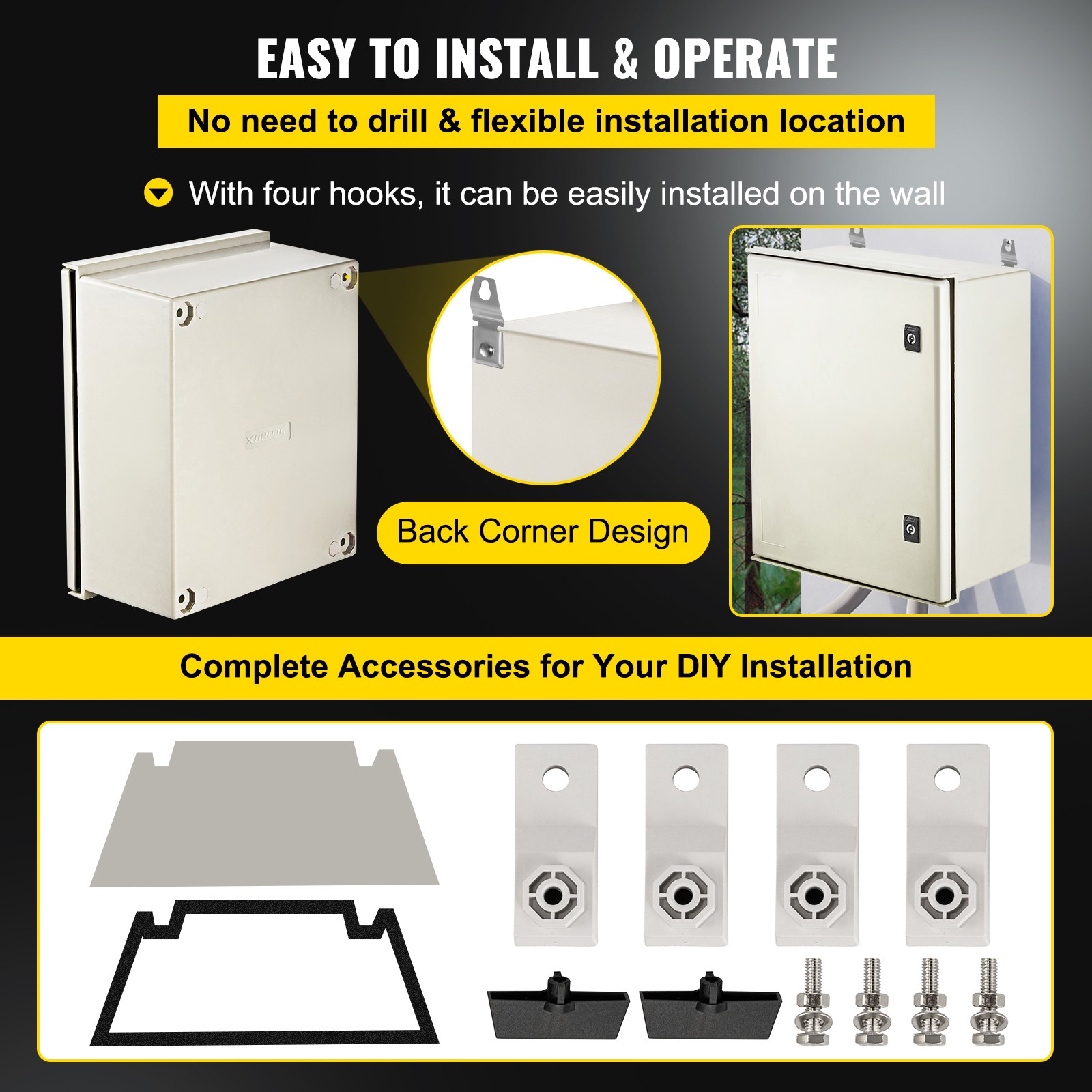 Uimoso Fiberglass Electrical Enclosure Box 19.7×15.7×7.9 in Wall Mount