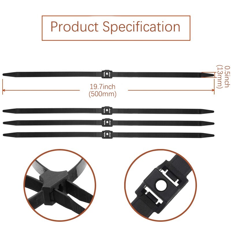20PCS zipper tie disposable double police lock cuff elastic nylon bundle