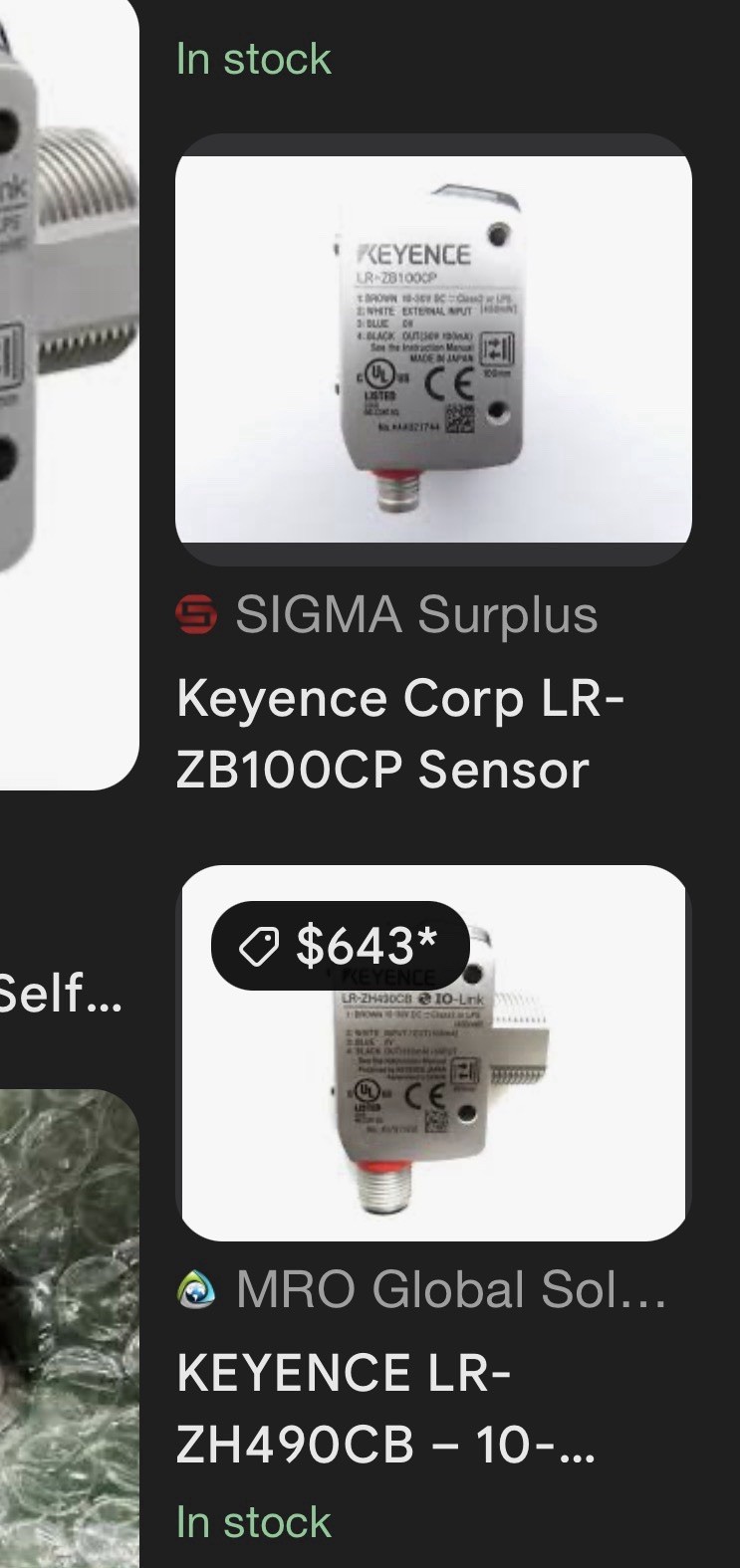 KEYENCE LR-ZH490CB Self-Contained CMOS Laser Sensor – New / Unused