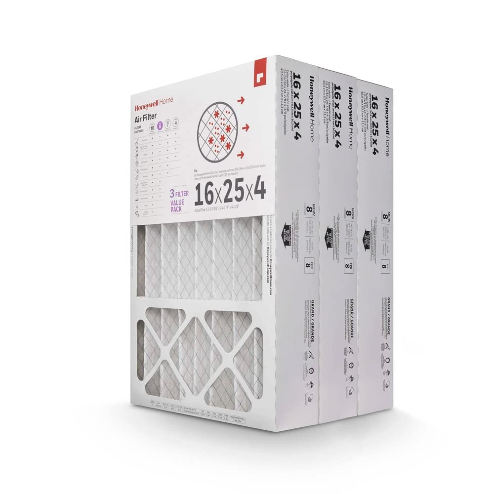 Honeywell Home 16X25X4 Merv 8 Ac Furnace Air Filter 3 Pack Cf408F1625-3Pkam