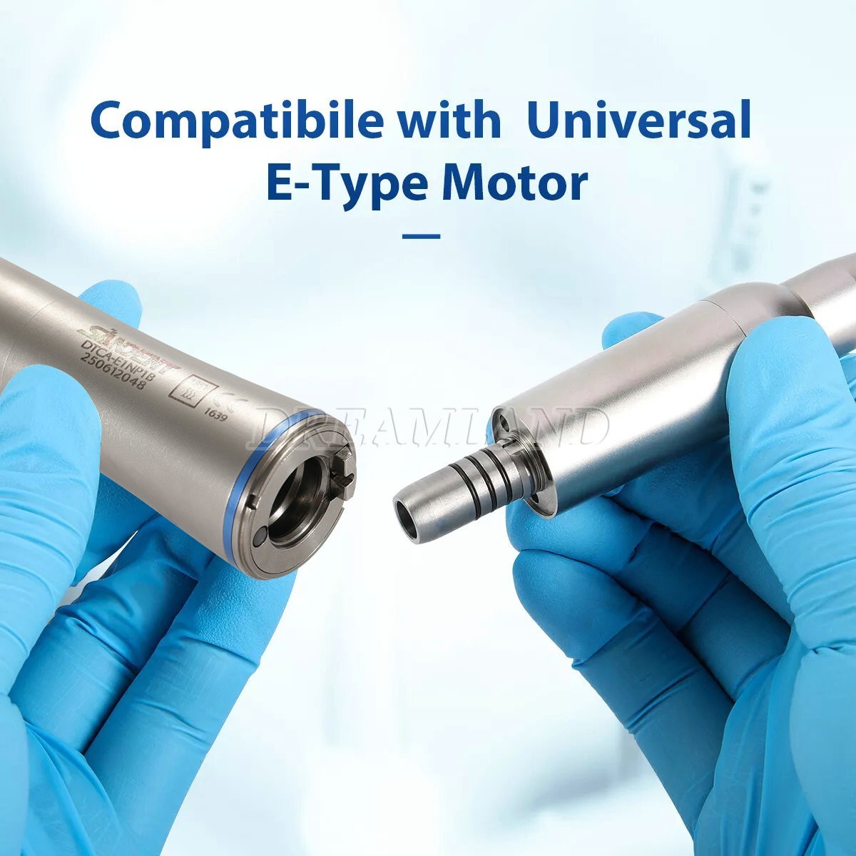 Dental 1:1 LED Light Fiber Optic Contra Angle Handpiece Fit E-type Motor DT USA