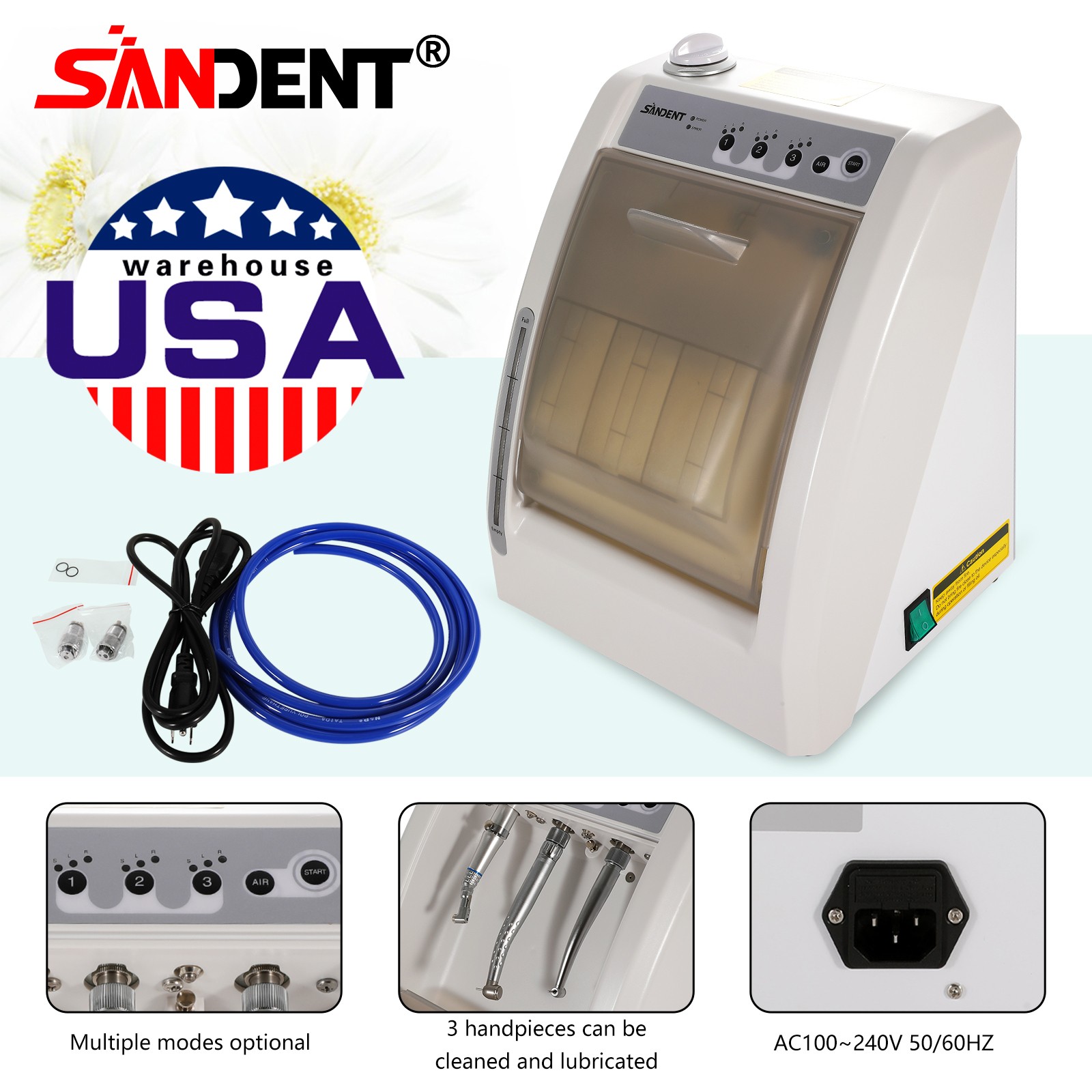 Dental Automatic Handpiece Maintenance Lubrication System / 1:5 LED Contra Angle