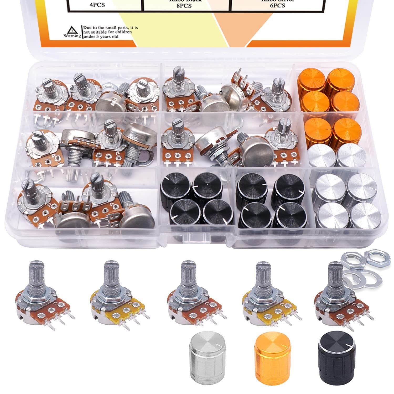 Professional 80PCS Potentiometer Set – 5 Types, Ideal for DIY Audio Applications