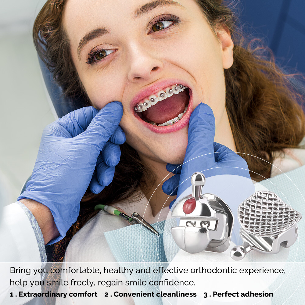 AZDENT Dental Orthodontic Metal Brackets Braces Q-type ROTH/MBT 0.022 Hook 3 4 5