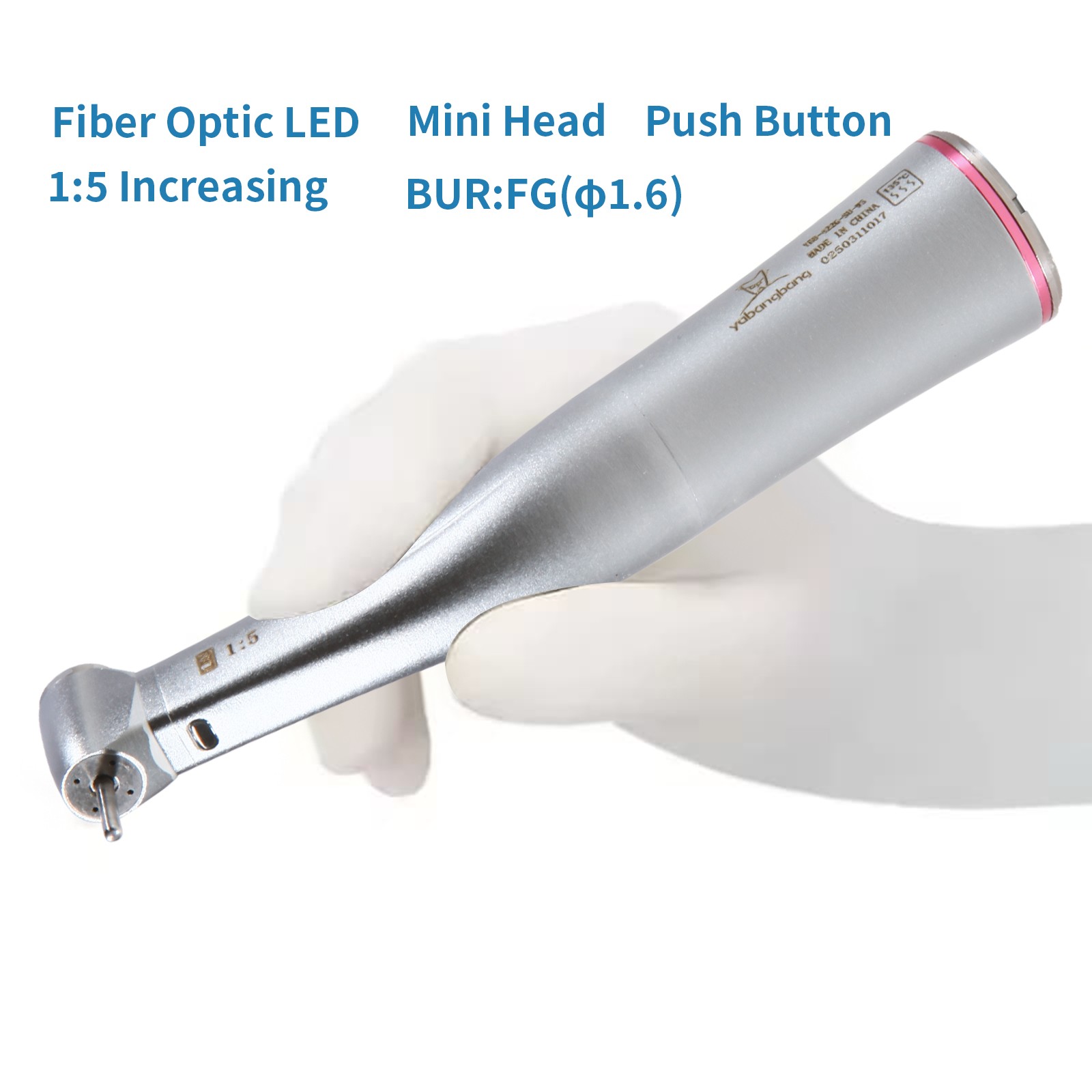 NSK Ti-MAX X95L Style Dental 1:5 LED Fiber Optic Contra Angle Handpiece Red Ring