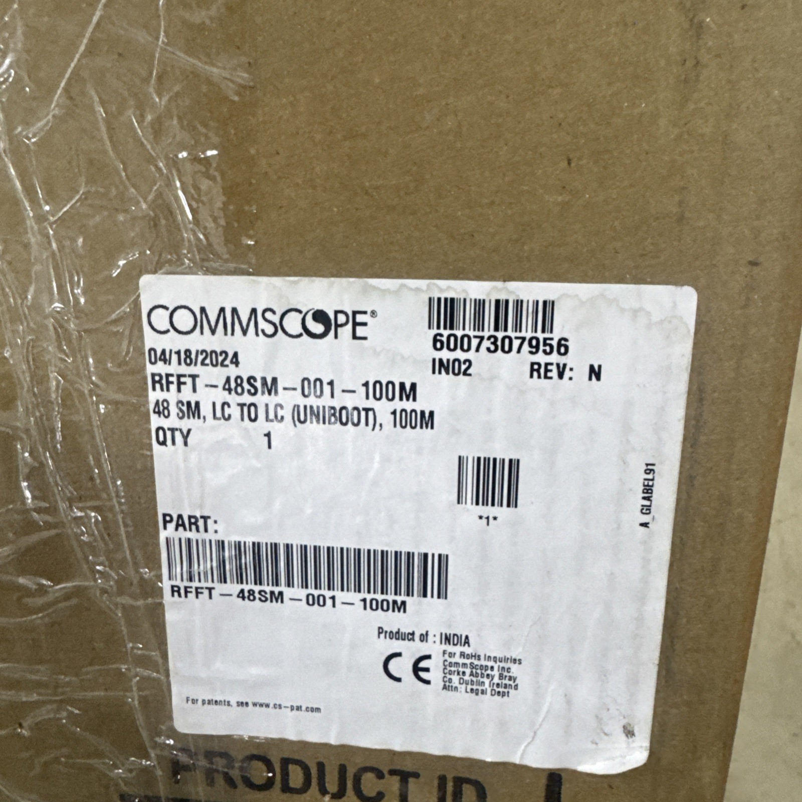 NEW! CommScope 100m LC-LC SM 48 Fiber Trunk Cable Assy RFFT-48SM-001-100M