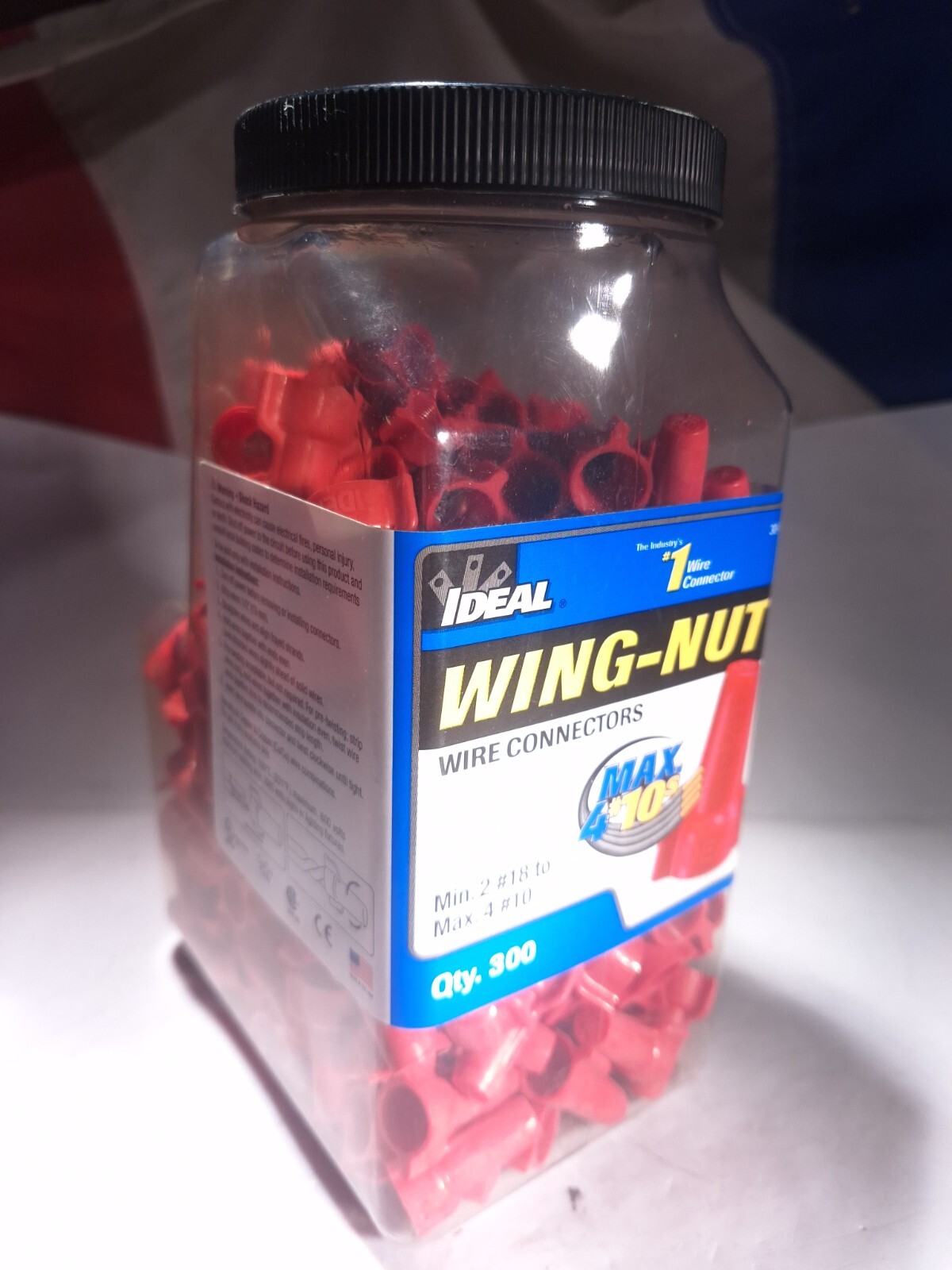 IDEAL 30-452J WING NUT WIRE CONNECTORS MIN 2 TO #18 MAX 4 TO #10 452: QTY 300